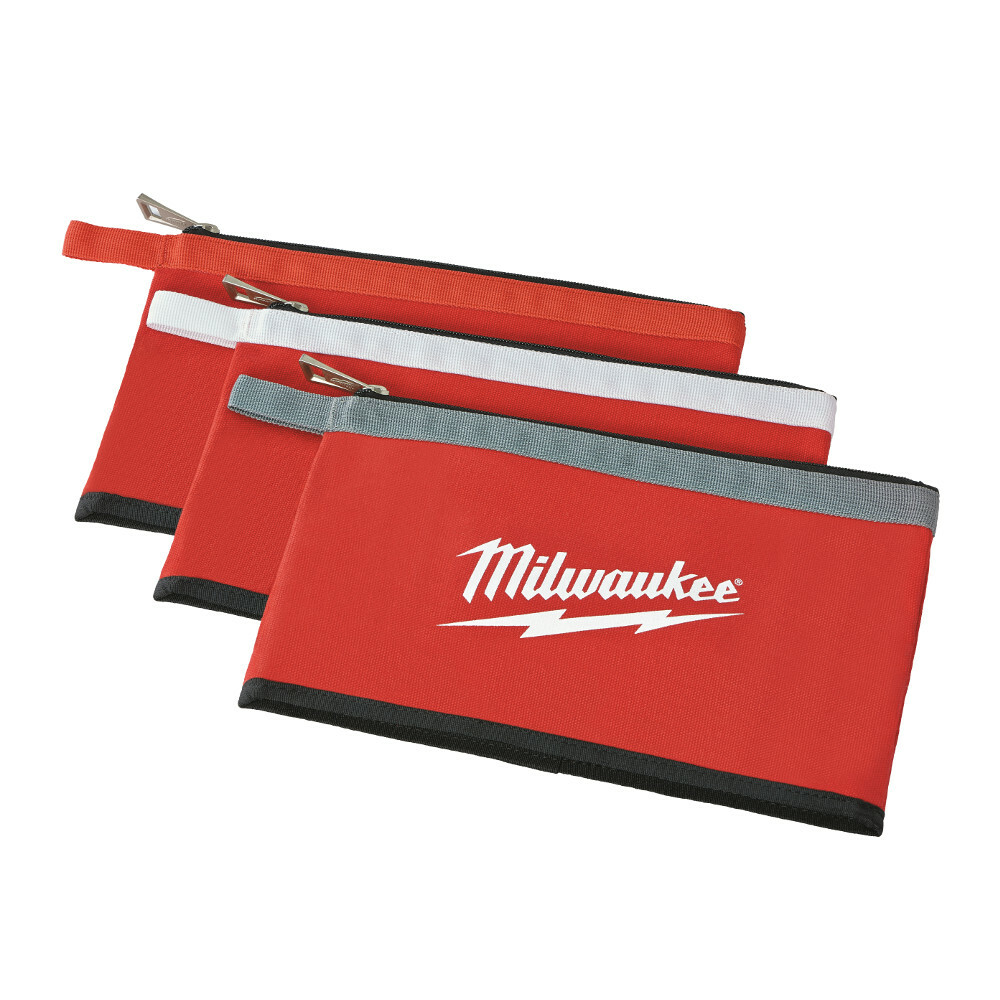 Milwaukee 48-22-8193 Canvas Colored Heavy-Duty Zippered Pouches, 3-Pack