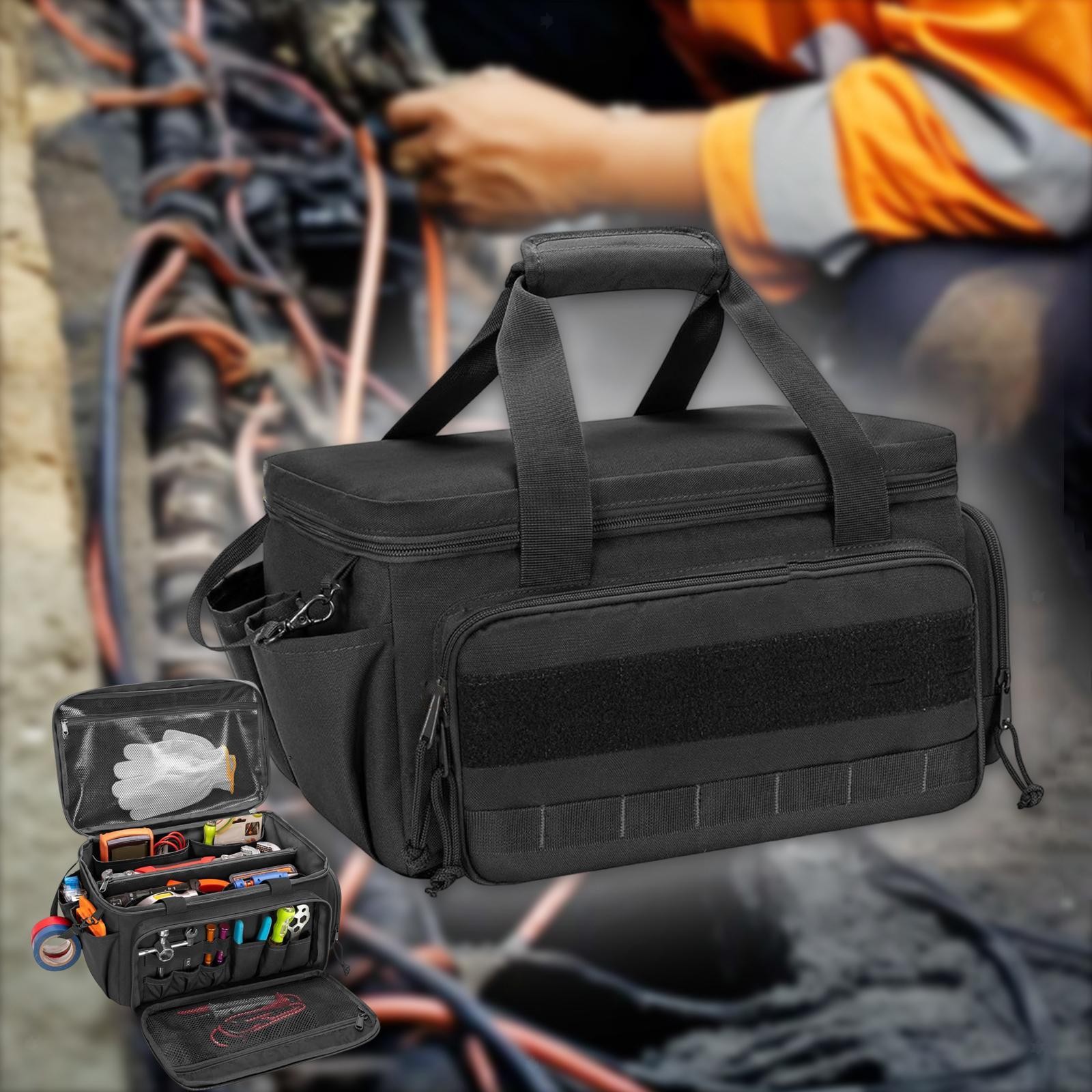 Tool Tote Bag Tools Carrying Tote with Waterproof Base Handbag Portable Toolbag