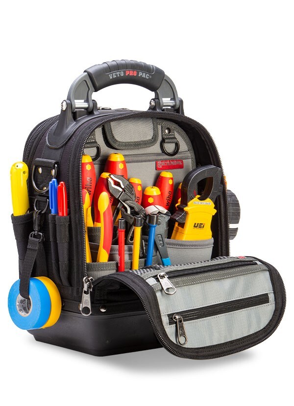 Veto Pro Pac Tech MCT Blackout-Buildout Tool Bag with Bulk Panel and Meter Panel