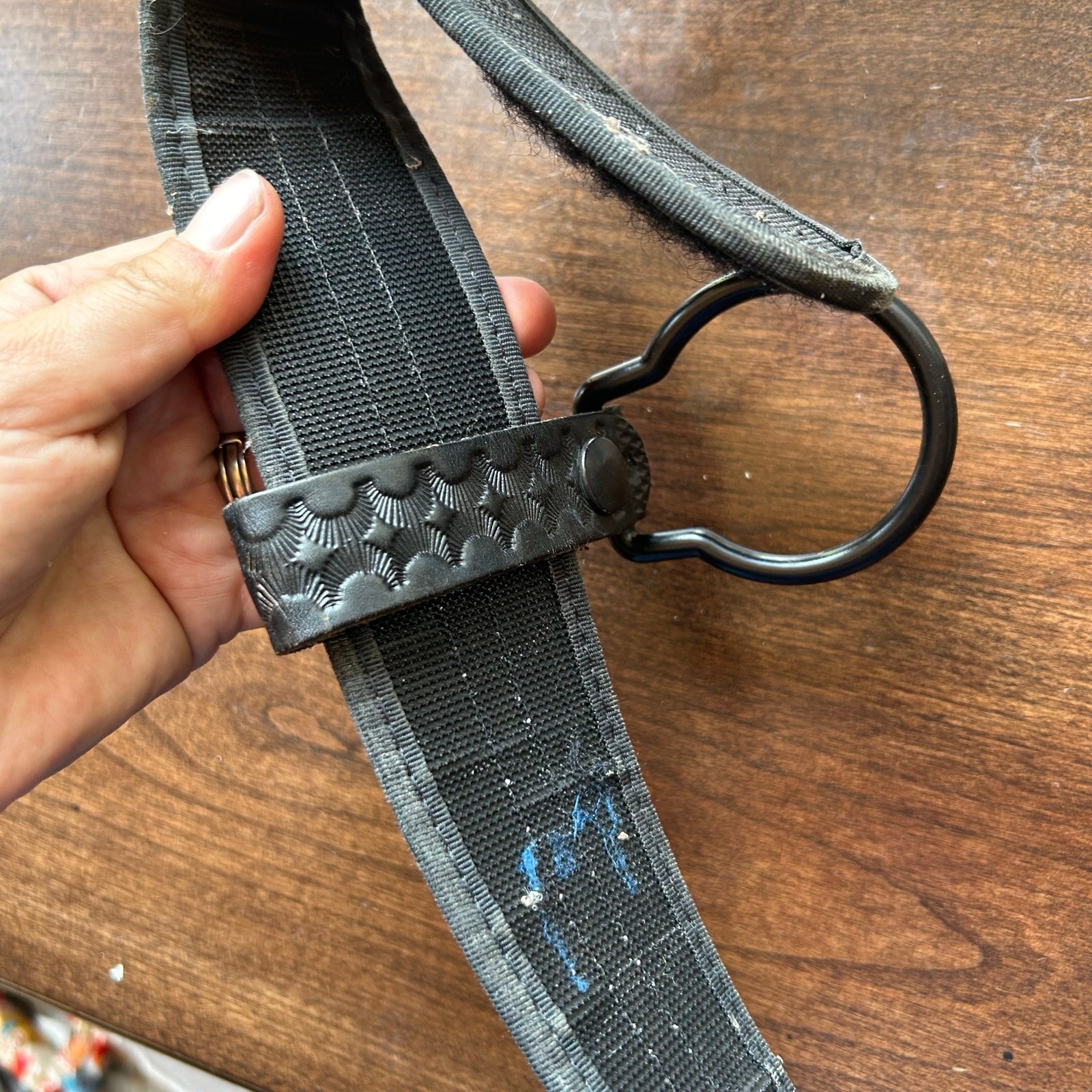 Rooster Tough Nail And Tool Bag Belt Tooled Suede Leather Hide & Velcro belt