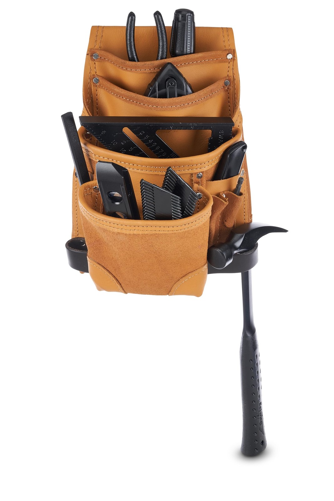 AWP Genuine Leather Premium Tool Pouch Multi-Pocket Organizer for 1 Pack, Tan
