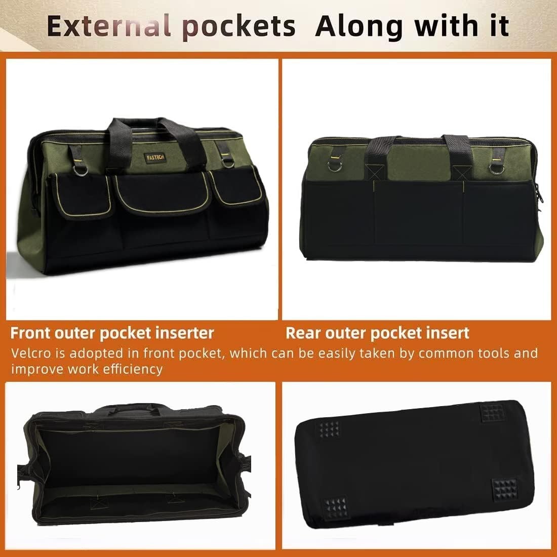 Wide Mouth Tool Bag with Waterproof Base – 20 Inch