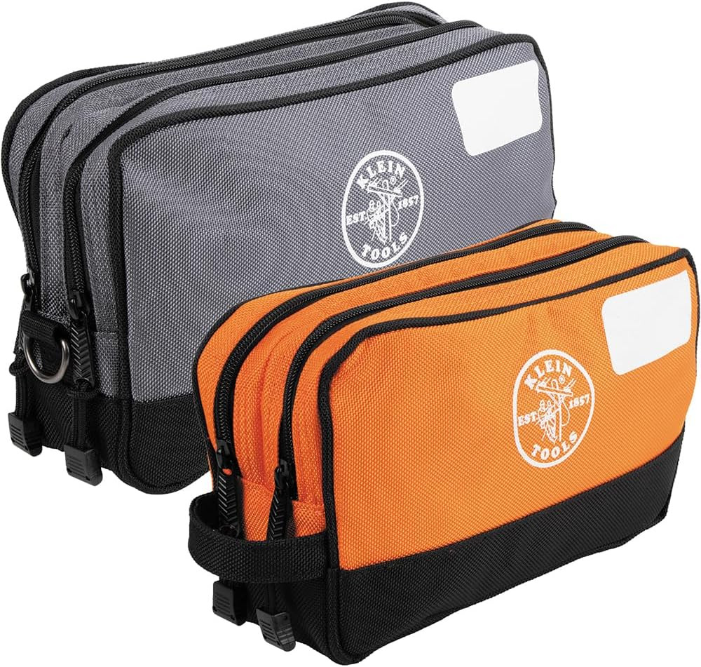 Klein Tools Tool Pouch, Dual Compartments, Heavy-Duty Tool Bag Organizer, Multip
