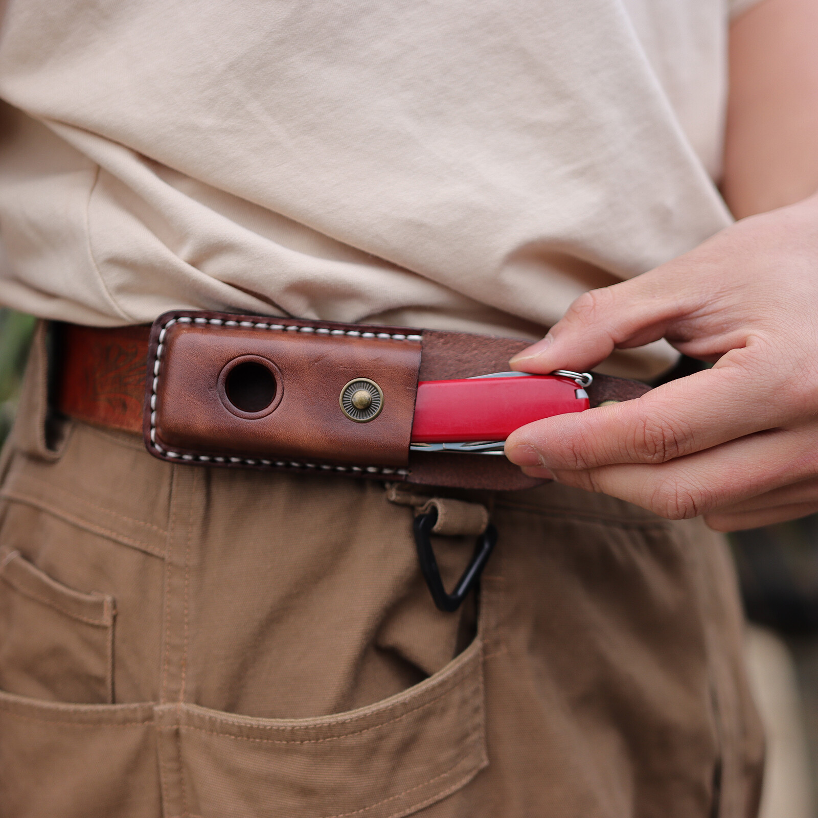 Tourbon Leather Knife Sheath for Folding Horizontal Trapper Knife Belt Holster