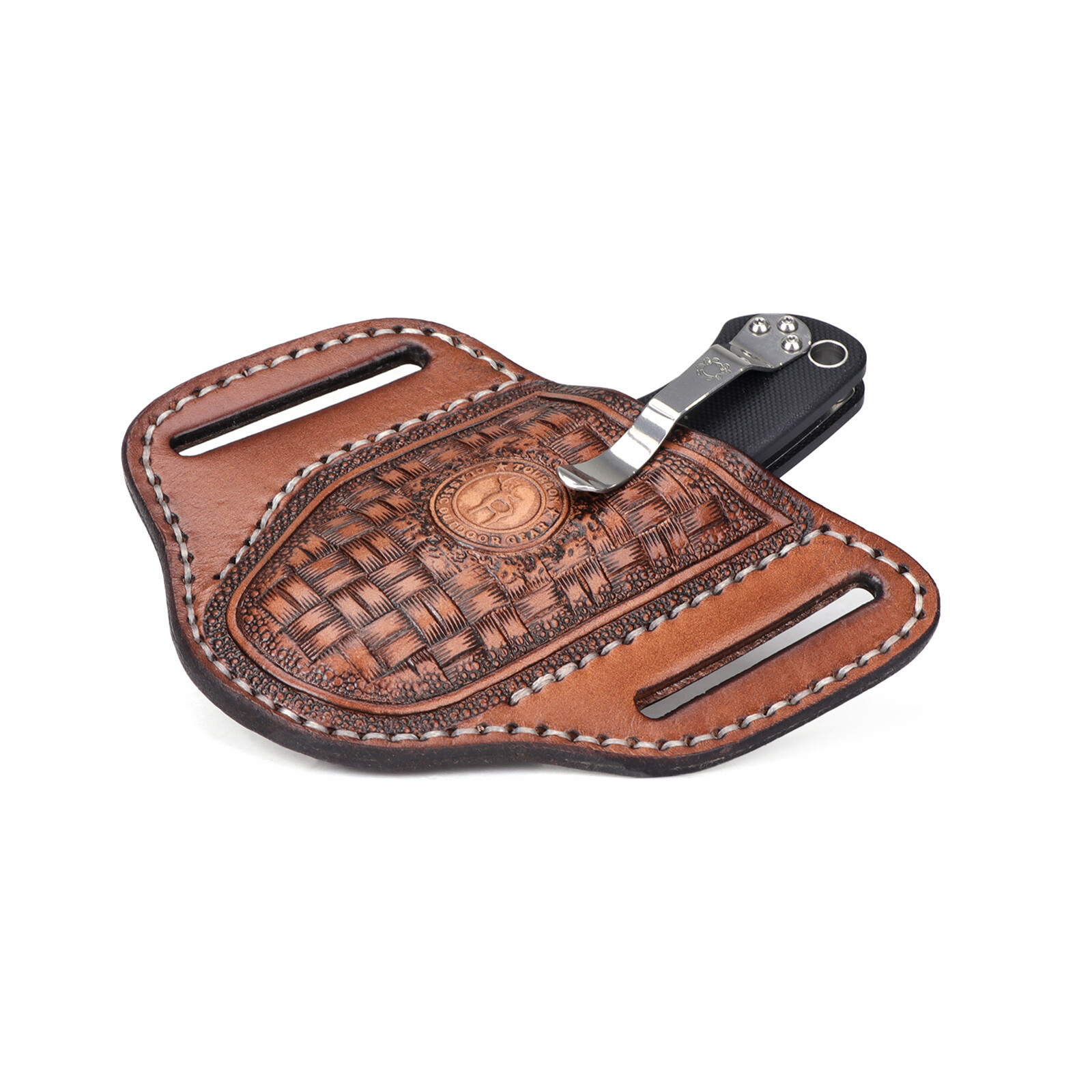 TOURBON Retro Leather Folding Knife Sheath Tool Pouch Knives Holder Belt Holster