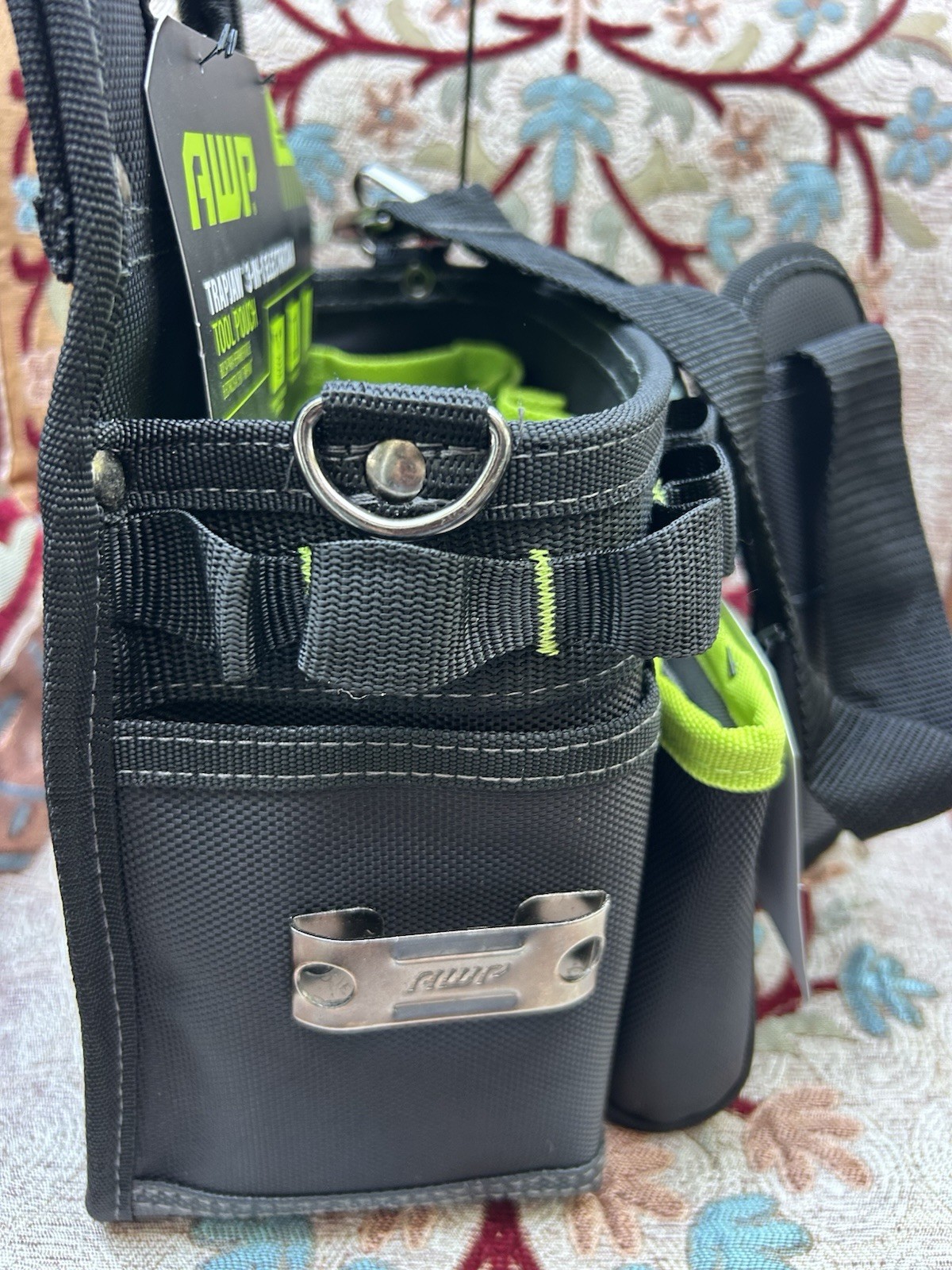 AWP TrapJaw 3-in-1 Electrician Tool Pouch, Adjustable Strap, Black/Green