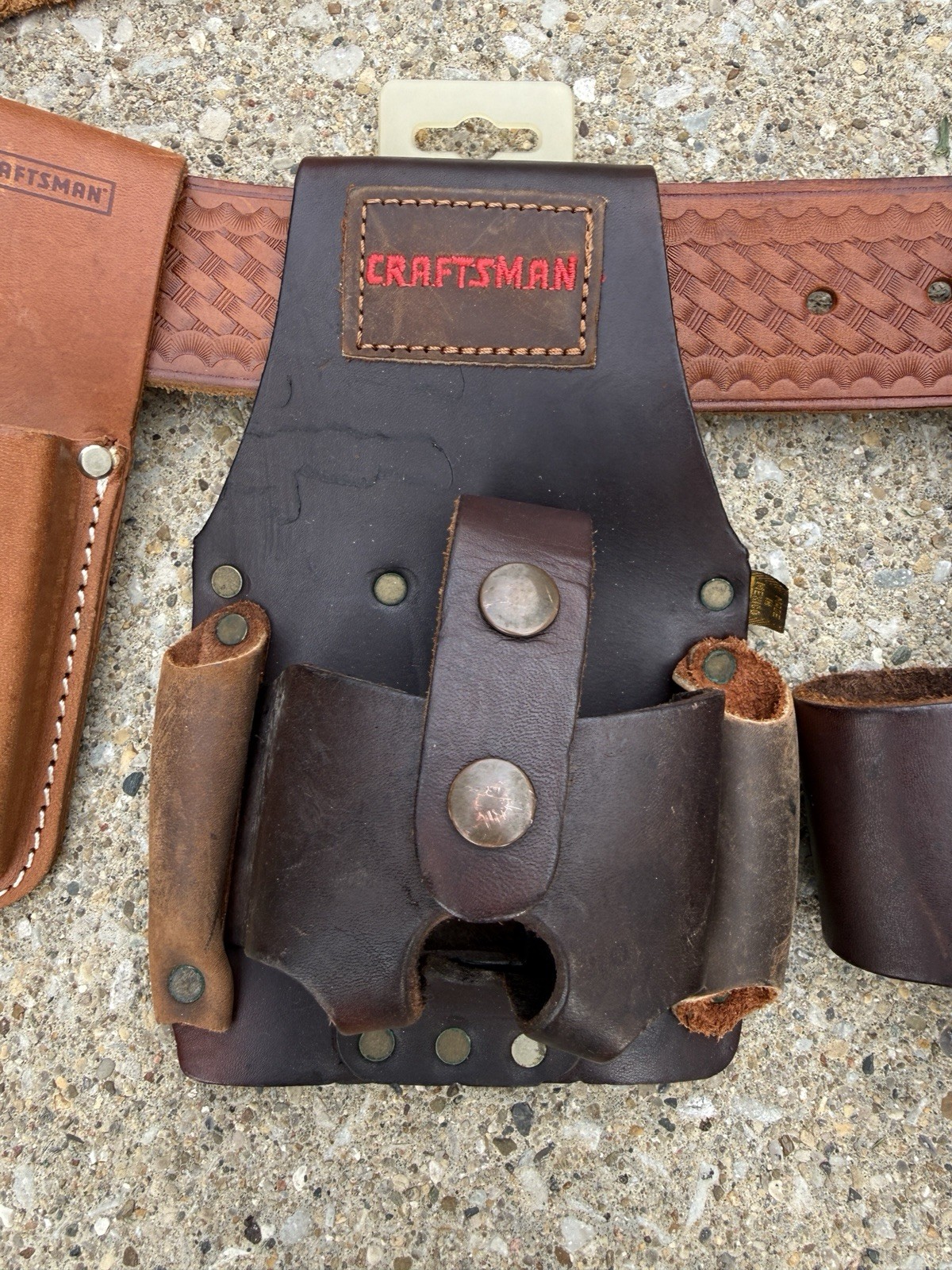 Craftsman 40527 40525 Multi-Pocket Tool Belt Pouch & 40472 Belt 4pc Set Leather