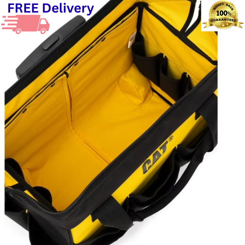 CAT 18″ Rolling Tool Bag 75lb Capacity 16 Pockets Heavy Duty Storage Caterpillar
