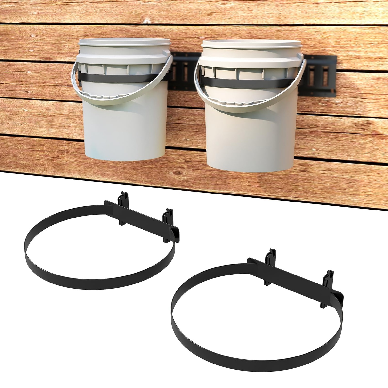 2 Pcs Track 5 Gallon Bucket Holder Wall Mounted Bucket Hanger Track Heavy Dut…