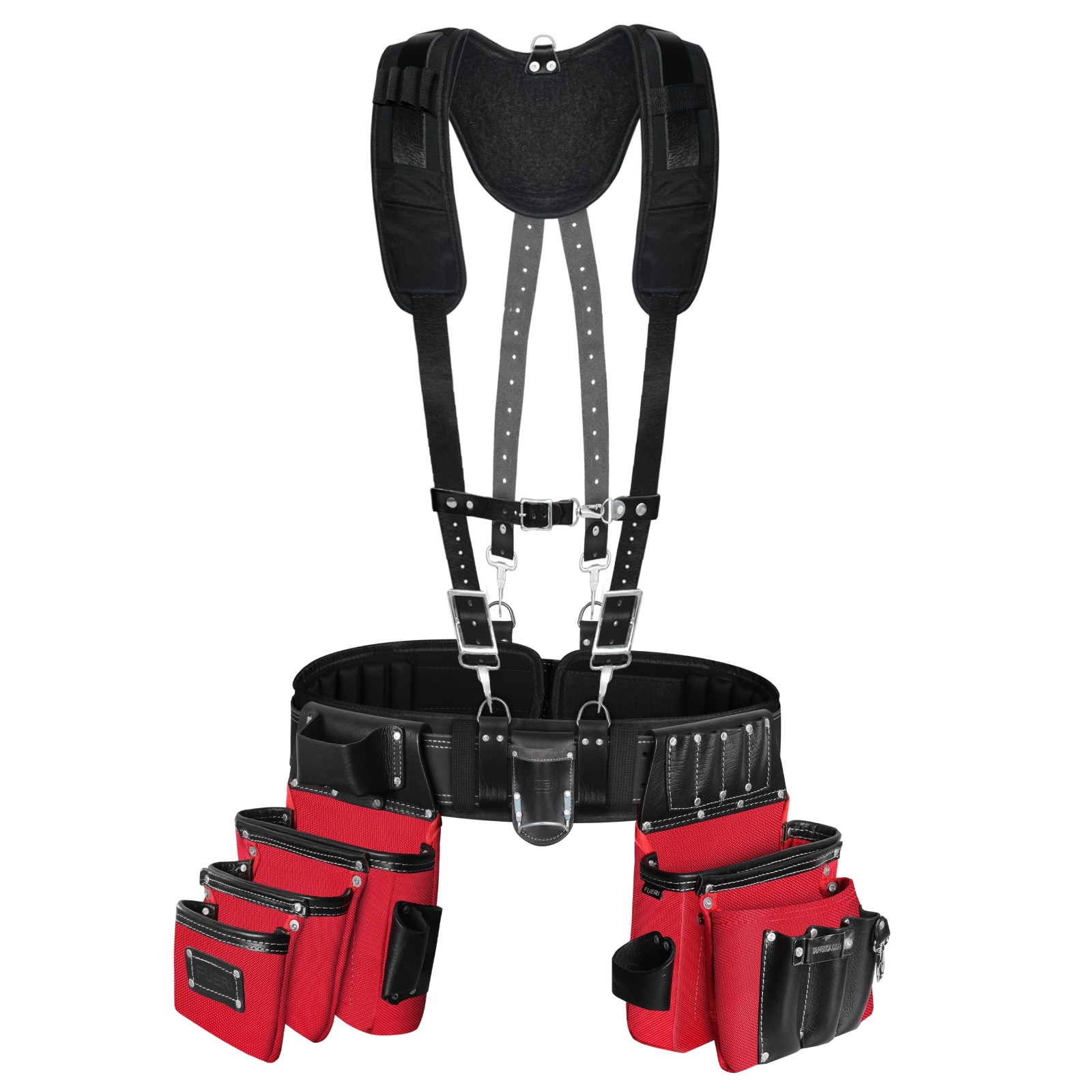 FUERI Heavy Duty 26 Pocket Leather Tool Belt pouch for Men Electrician Carpenter