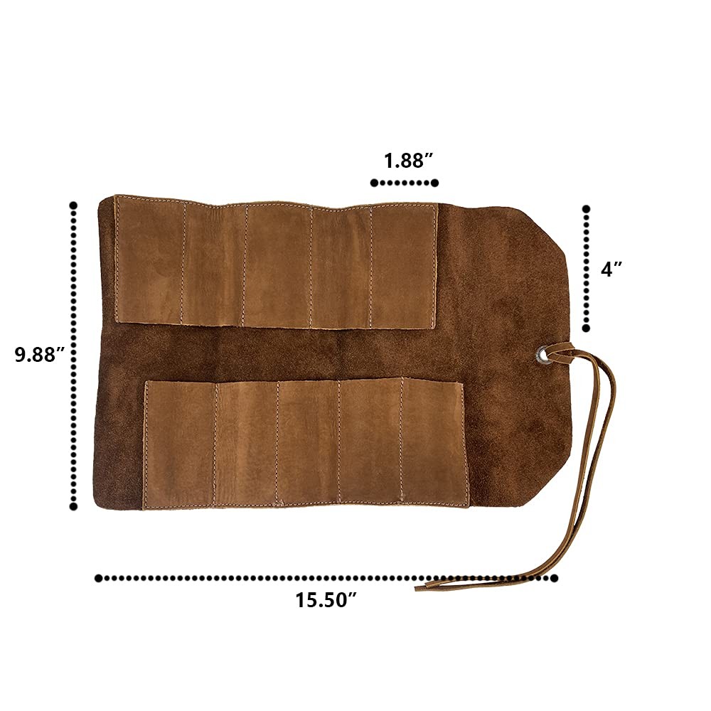 Hide Drink, Rustic Small Tool Roll-Up Bag (10 Slots), Portable Carry-On Pouch
