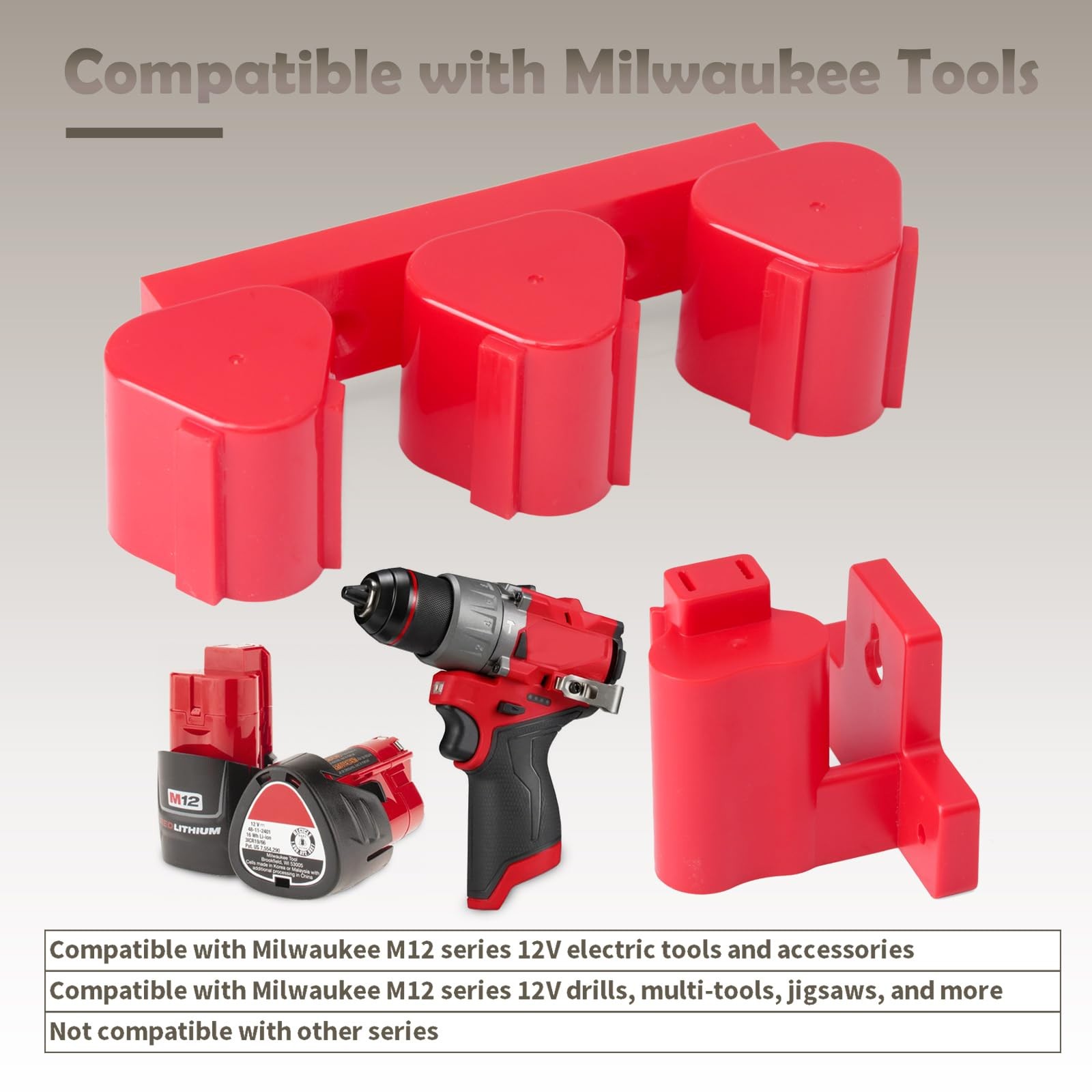 Tool Holders and Battery Holder Compatible with Milwaukee M12 12V Electric Dr…