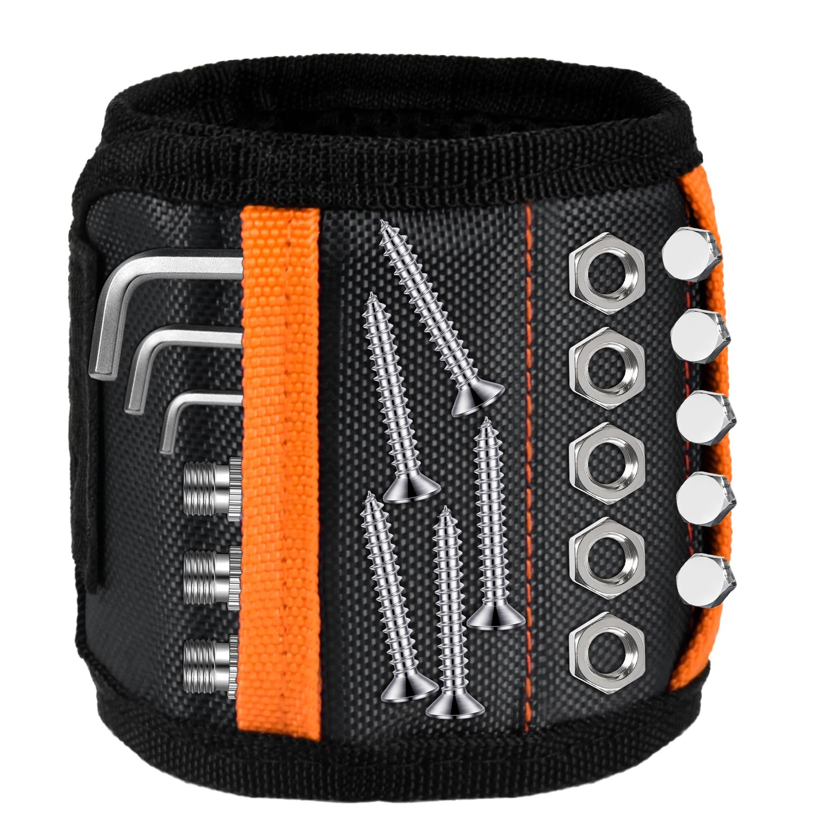 Magnetic Wristband Fathers Day Gifts for Men Dad – Tools Black with Orange