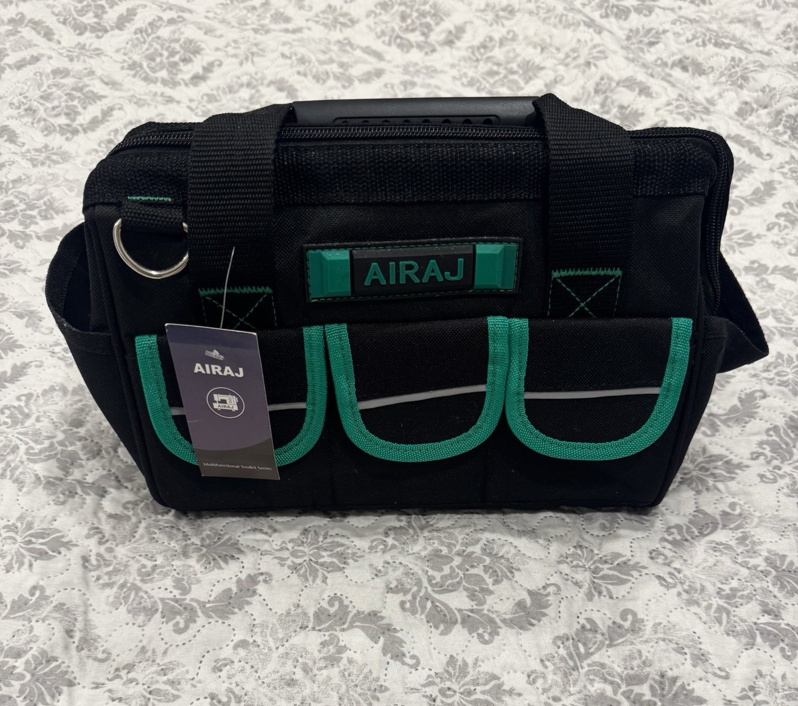 High-End 12 inch Wide Mouth Tool Bag with 16 Pockets Storage Tool Bags (Read)