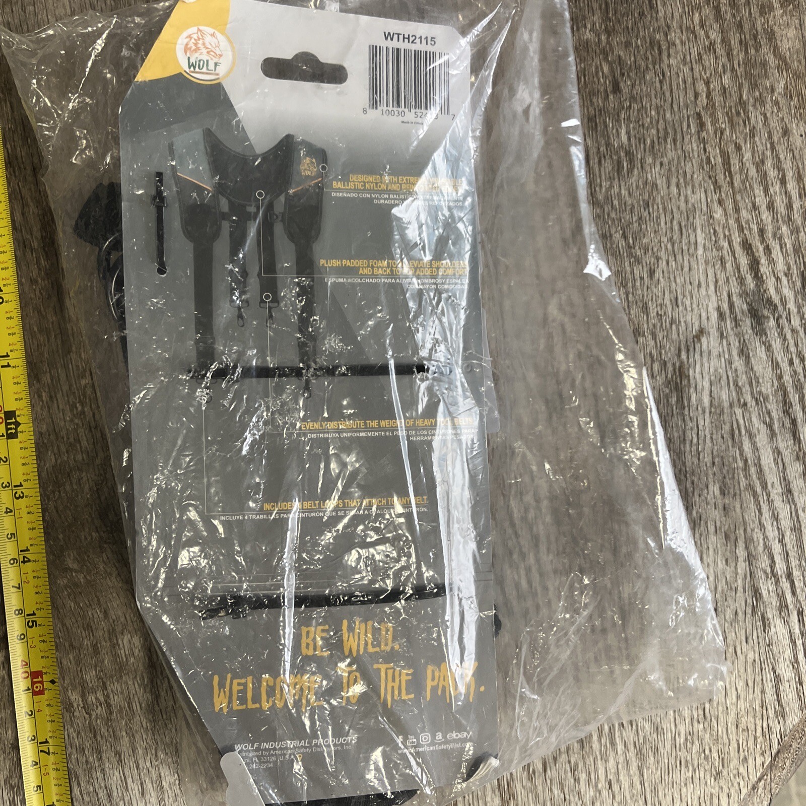 WOLF WTH2115 Padded 4-point Suspenders for Tool Work Belt | Universal Breathable