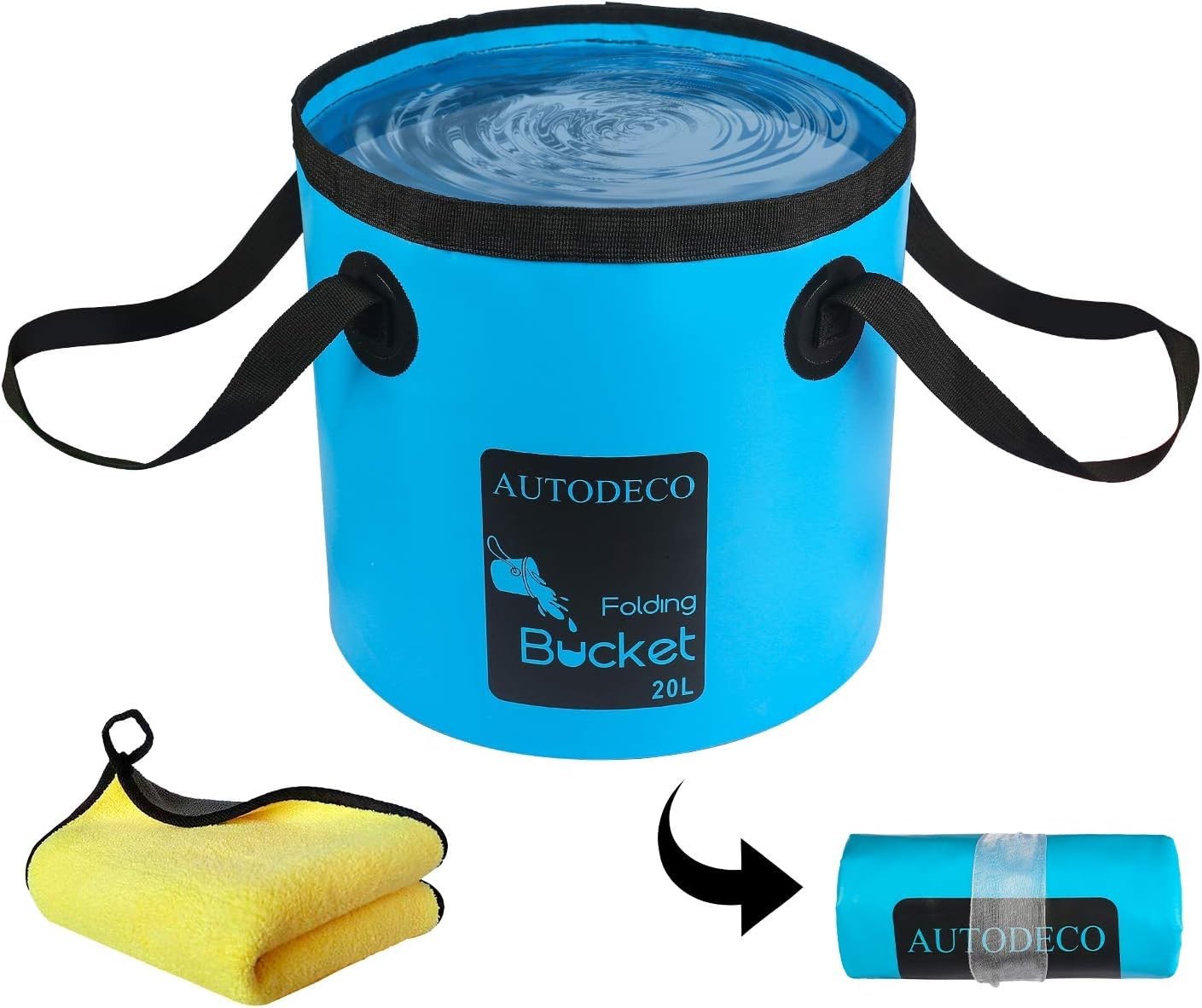 AUTODECO Collapsible Bucket 5 Gallon Container Folding Water Bucket Portable …
