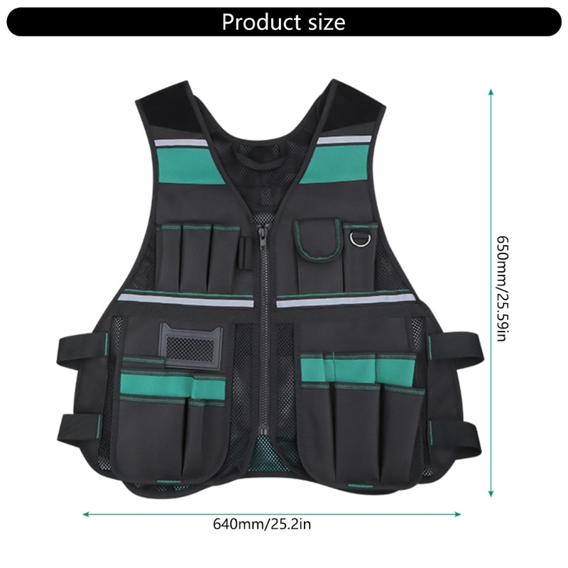 Sturdy Adjustable Workwear Vest For Men With 17 Pockets Ideal For Construction