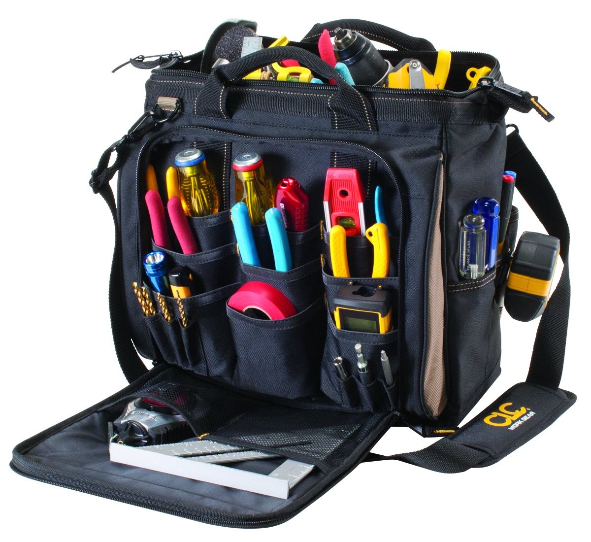 Custom Leathercraft1537 Multi-Compartment Tool Carrier 30 Pocket 13 In.