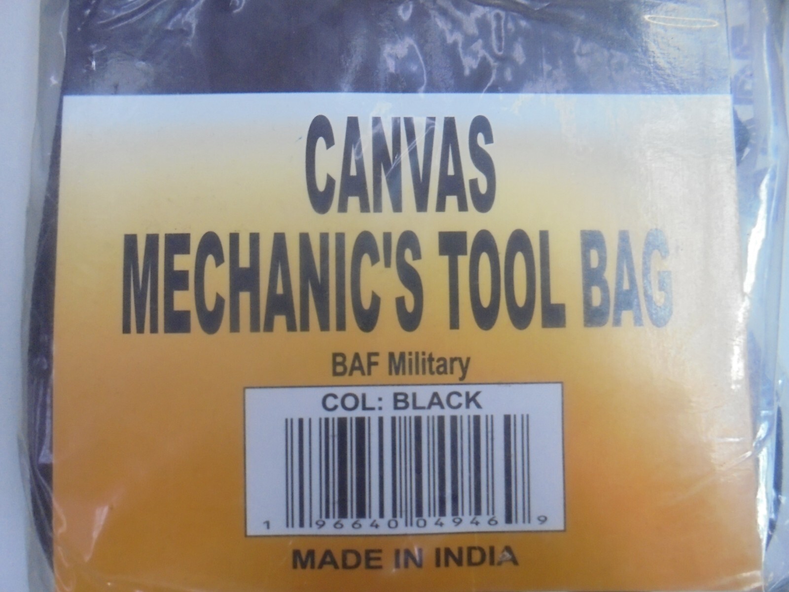 TOOL BAG, CANVAS MECHANIC’S (BLACK IN COLOR, BAF MILITARY)