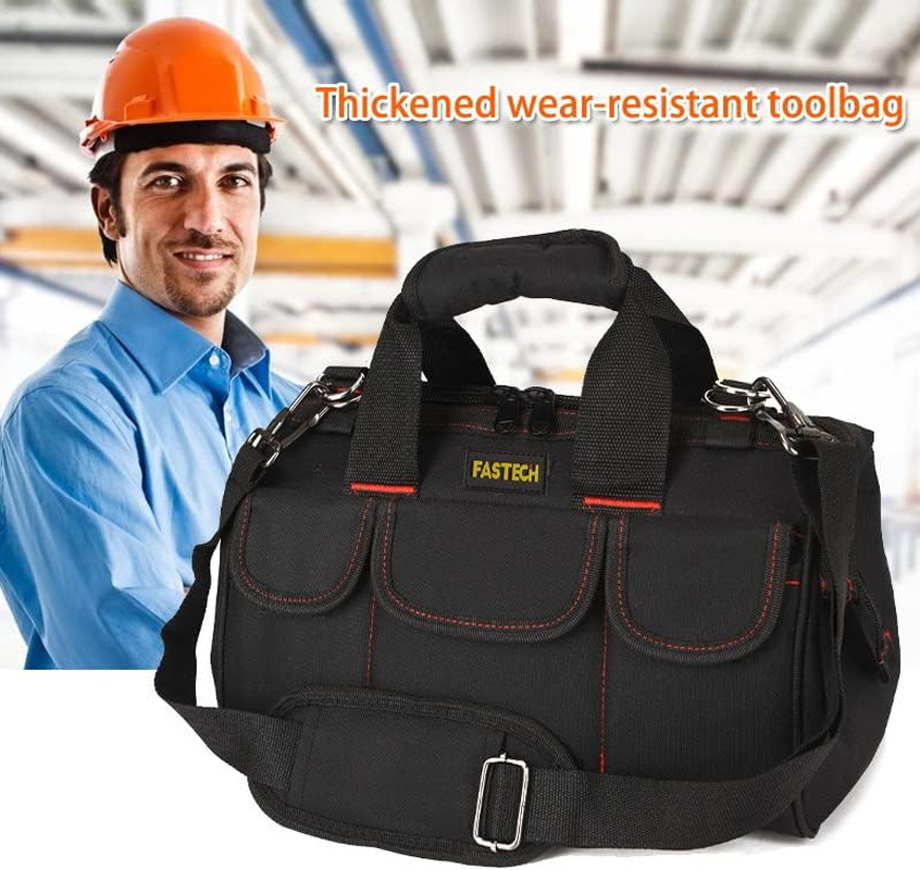 17-Inch Heavy Duty Tote Bag with Wide Mouth for Tool Storage, Carrier and Organi
