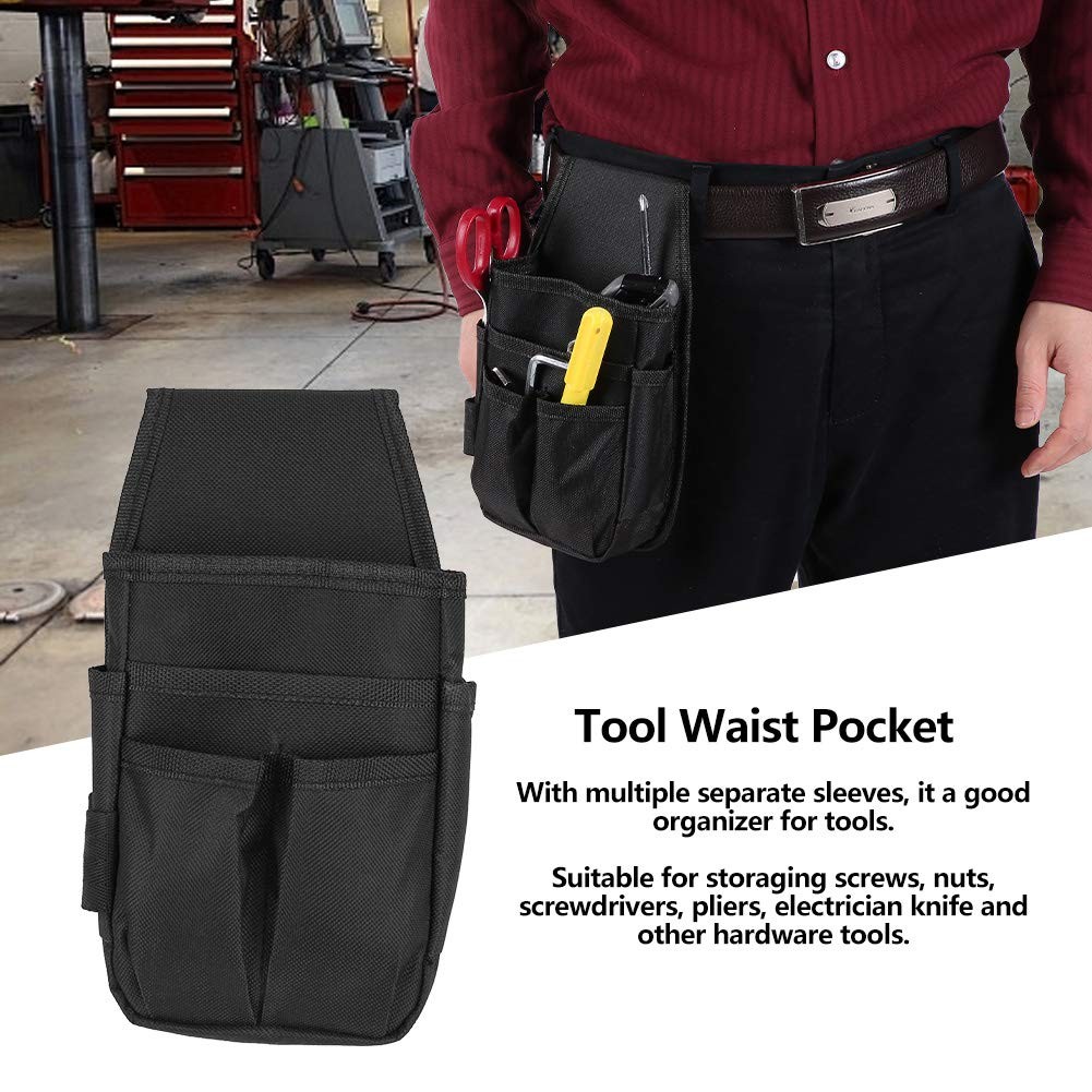 Electrician Tool Waist Bag 600D Polyester Mini Utility Pocket Heavy Duty Black