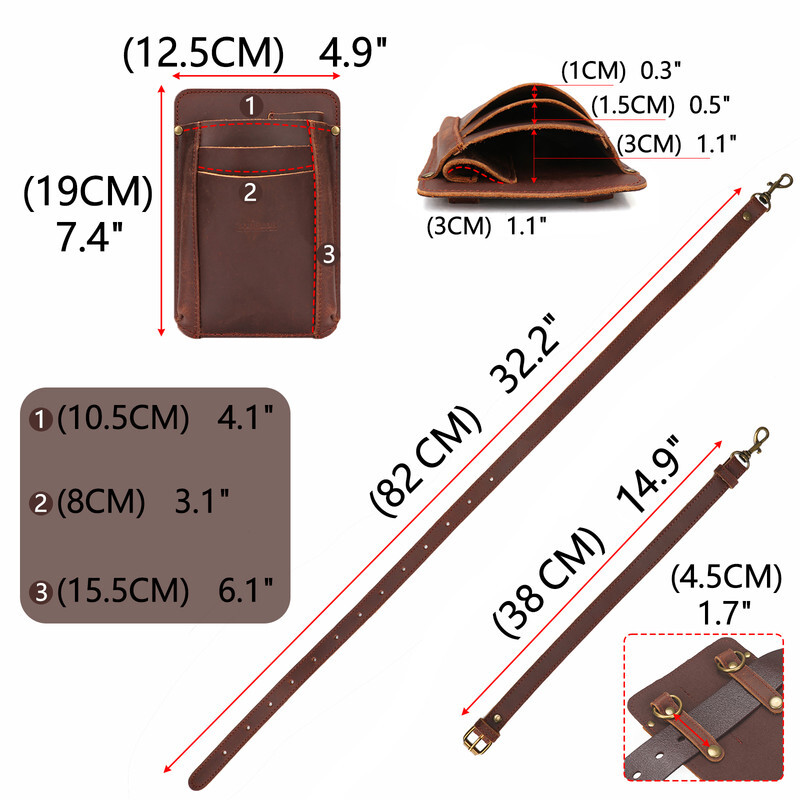 TOURBON Garden Tools Organizer Belt Pouch Women Leather Shoulder Bag for Gift