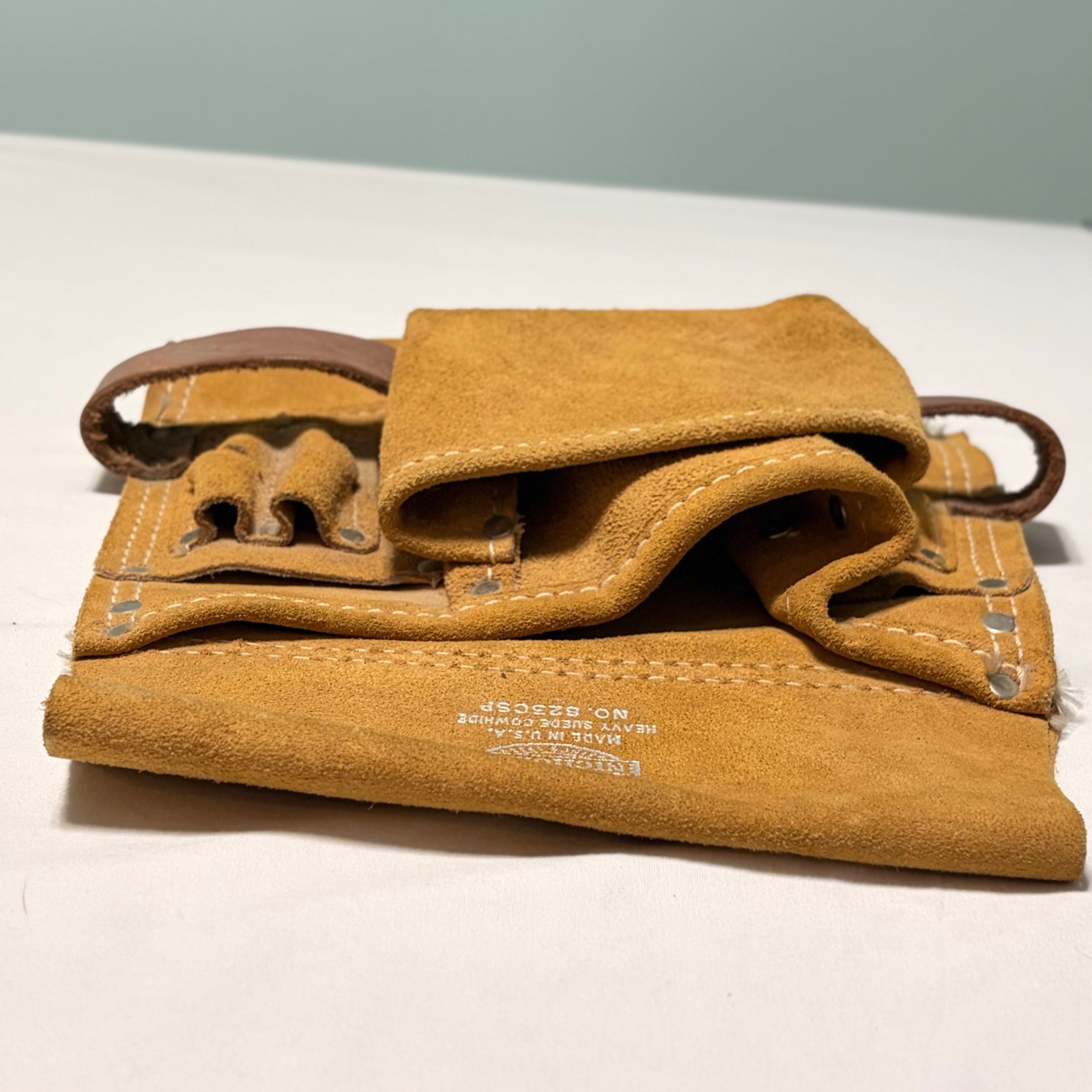 Nicholas Work Gear 823CSP Heavy Suede Cowhide Tool Pouch Tan Made in USA