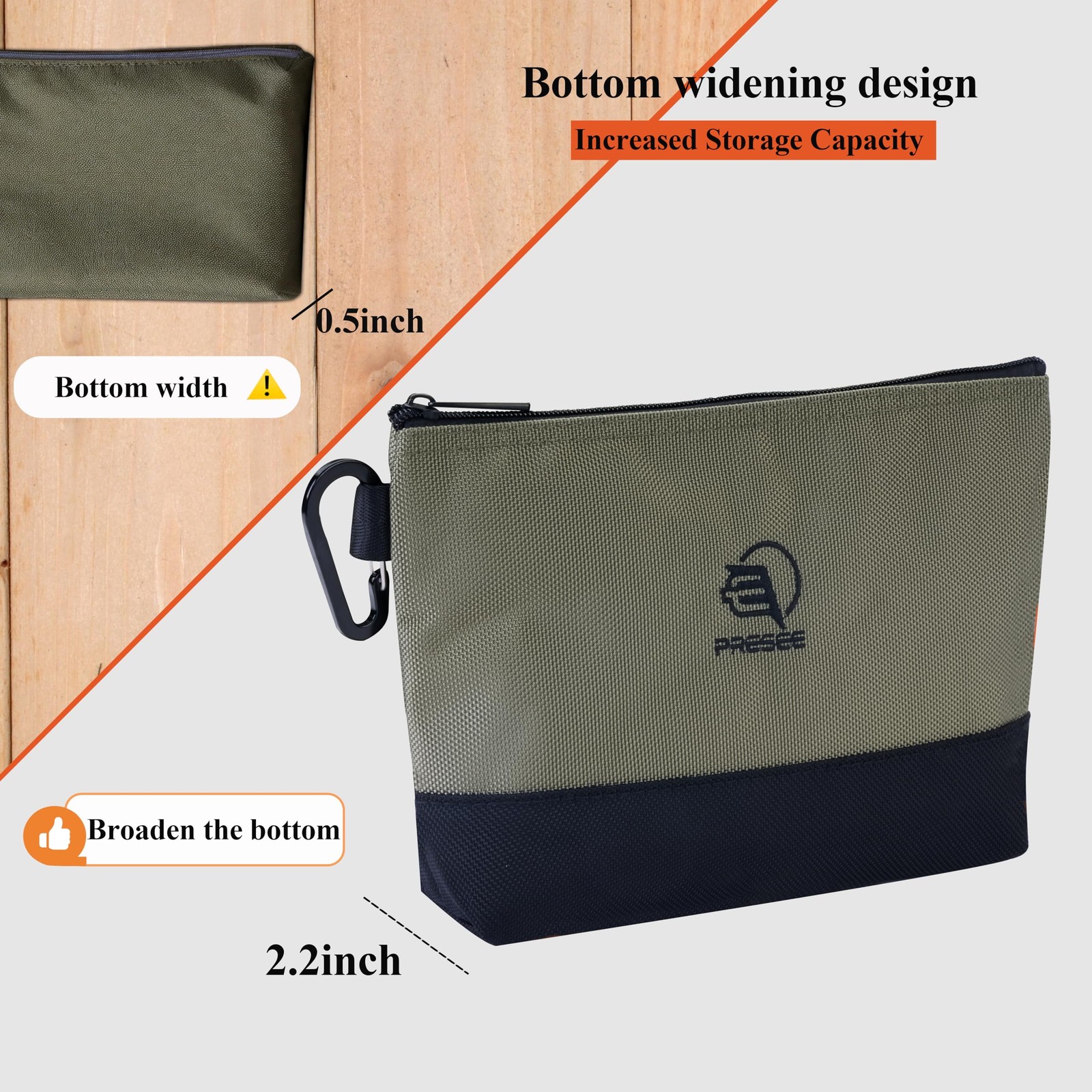 Tool Pouch Zipper Small Tool Bag Pouches Organizer Bag with Metal Carabiner, …