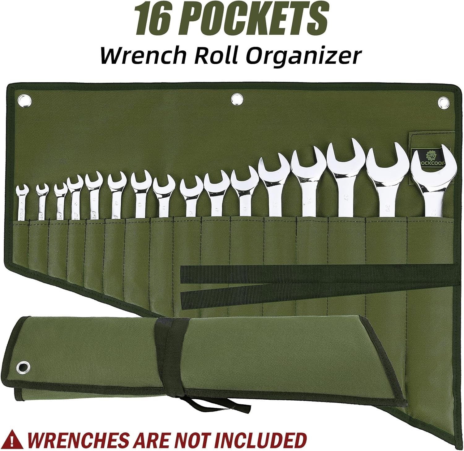 16 Pockets Wrench Roll Organizer Wrench Pouch Roll up with Water Proof Oxford Cl