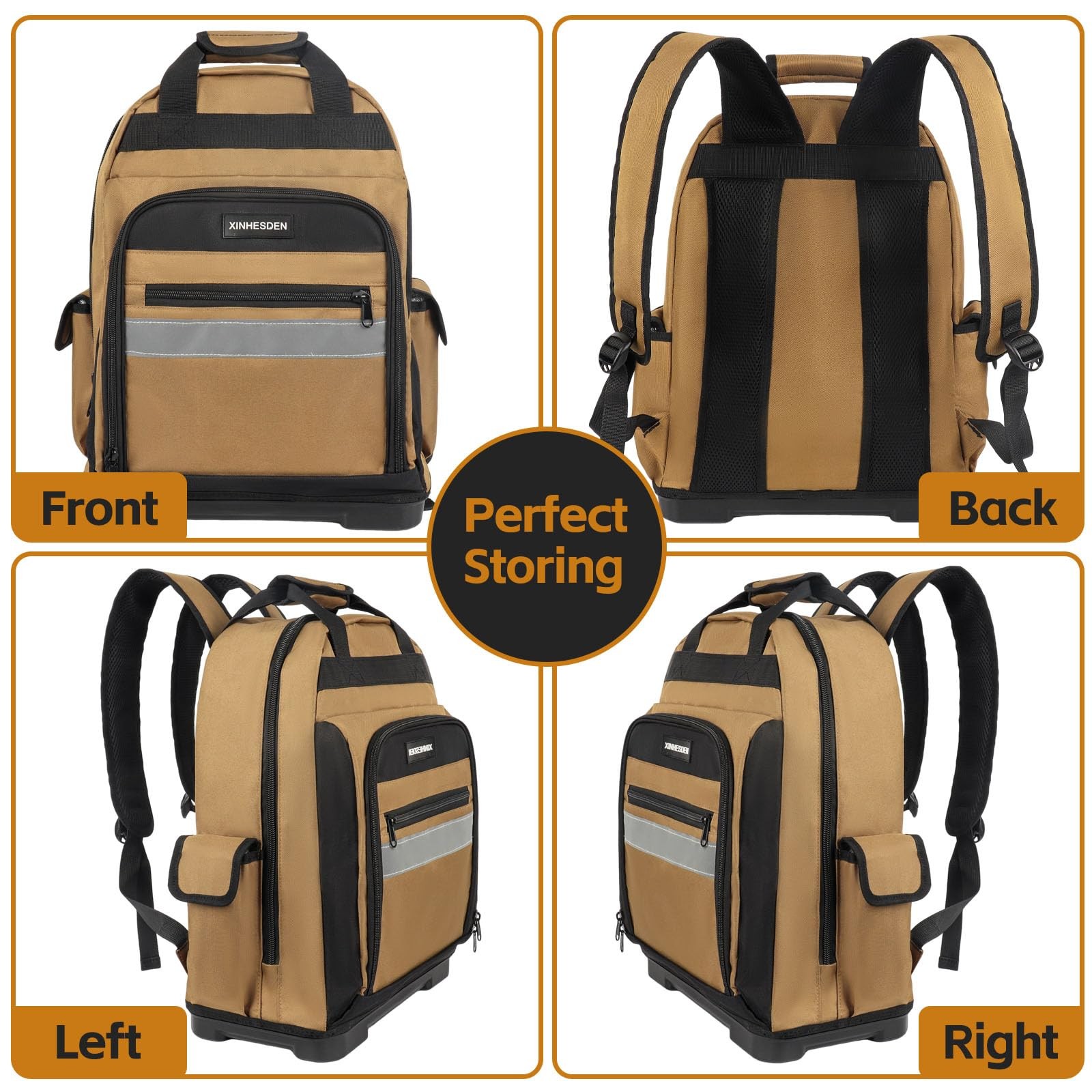 Tool Bag Backpack, Heavy Duty Tool Backpack Bag with Waterproof Molded Base, Ele
