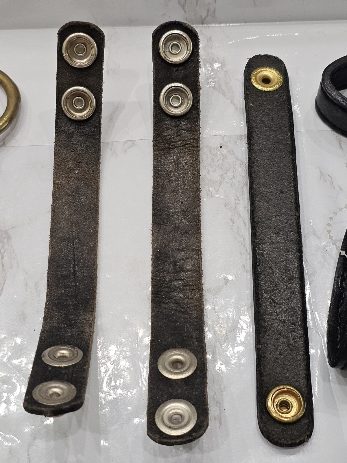Vintage Tool Holster Leather Button Holster Pattern Key Brass Ring Duty Belt Lot