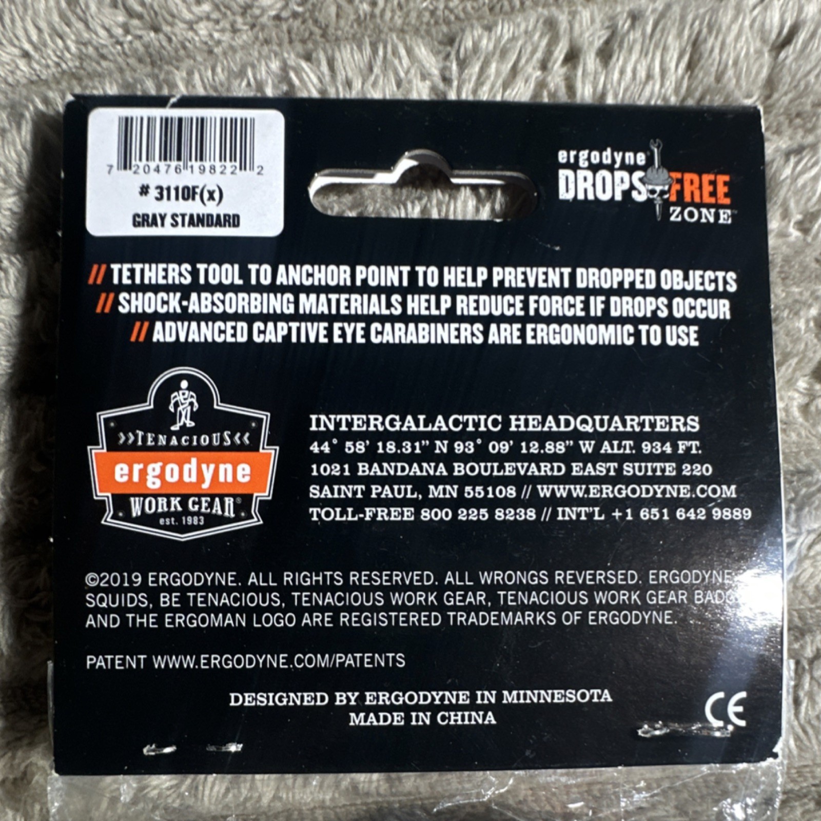 Ergodyne 3110F(x) Tool Lanyard Dual Carabiner Shock-Absorbing Orange/Black 48in