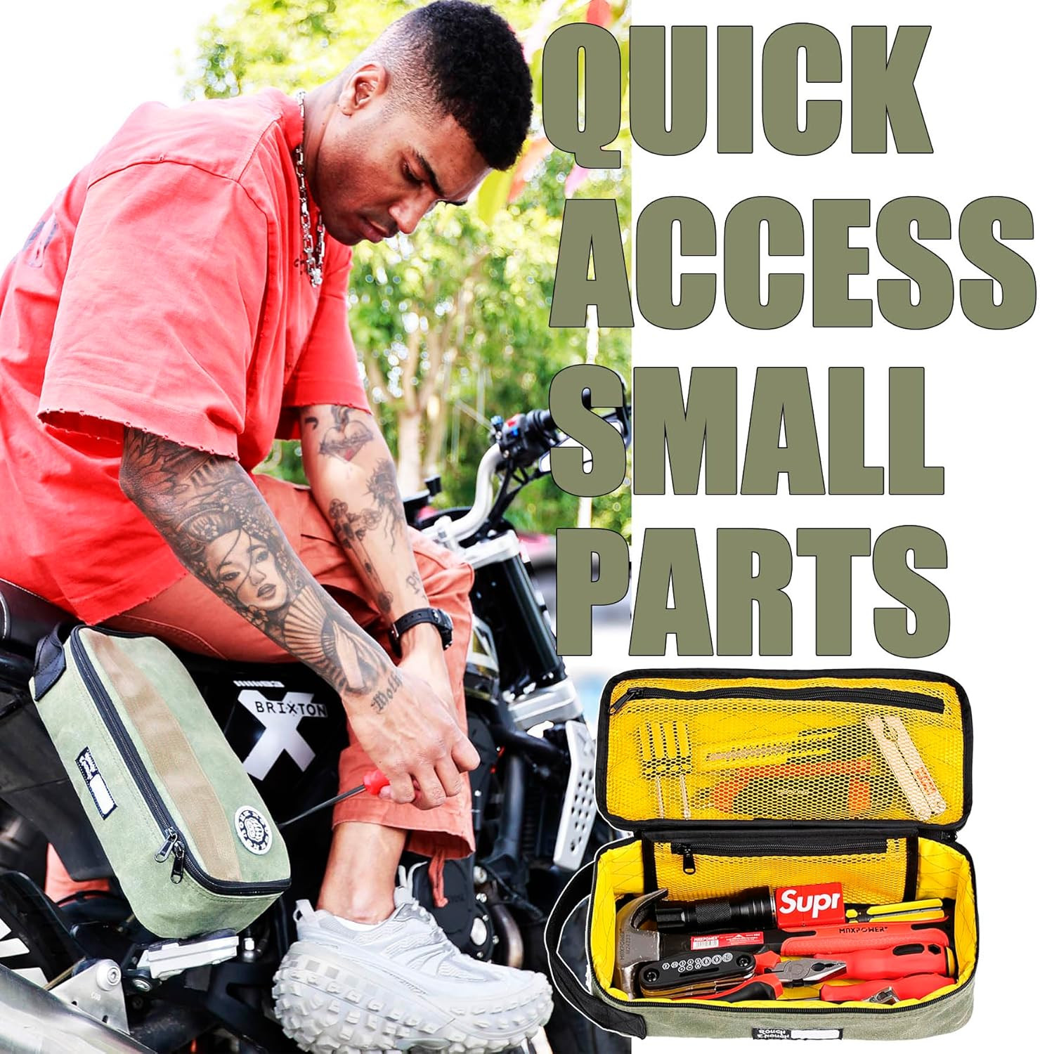 Rough Enough Compact Tool Bag for Electricians, Mechanics & Carpenters