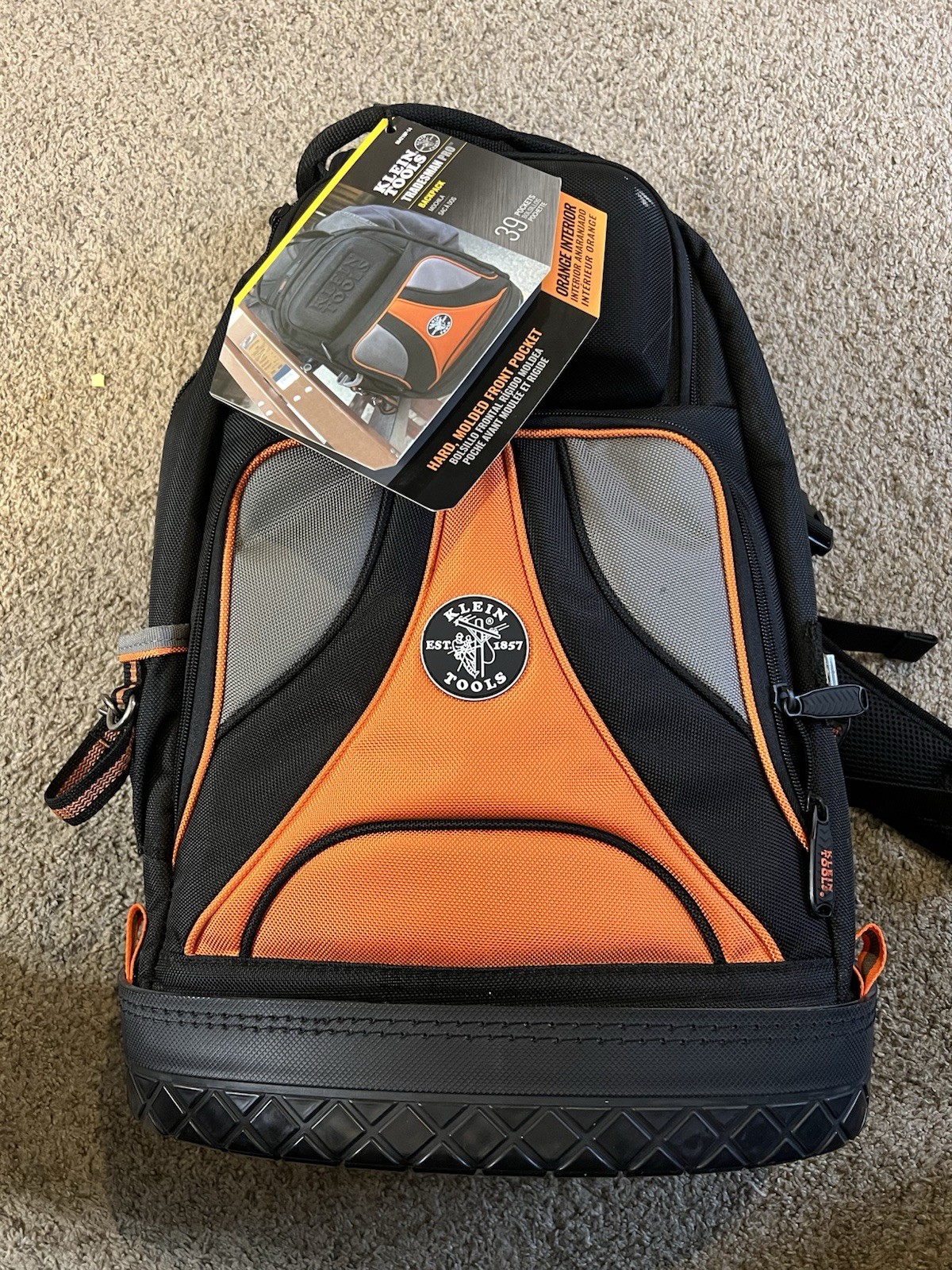 Klein Tools 55421BP-14 Tradesman Pro Tool Backpack with 39 Pockets Molded Bottom