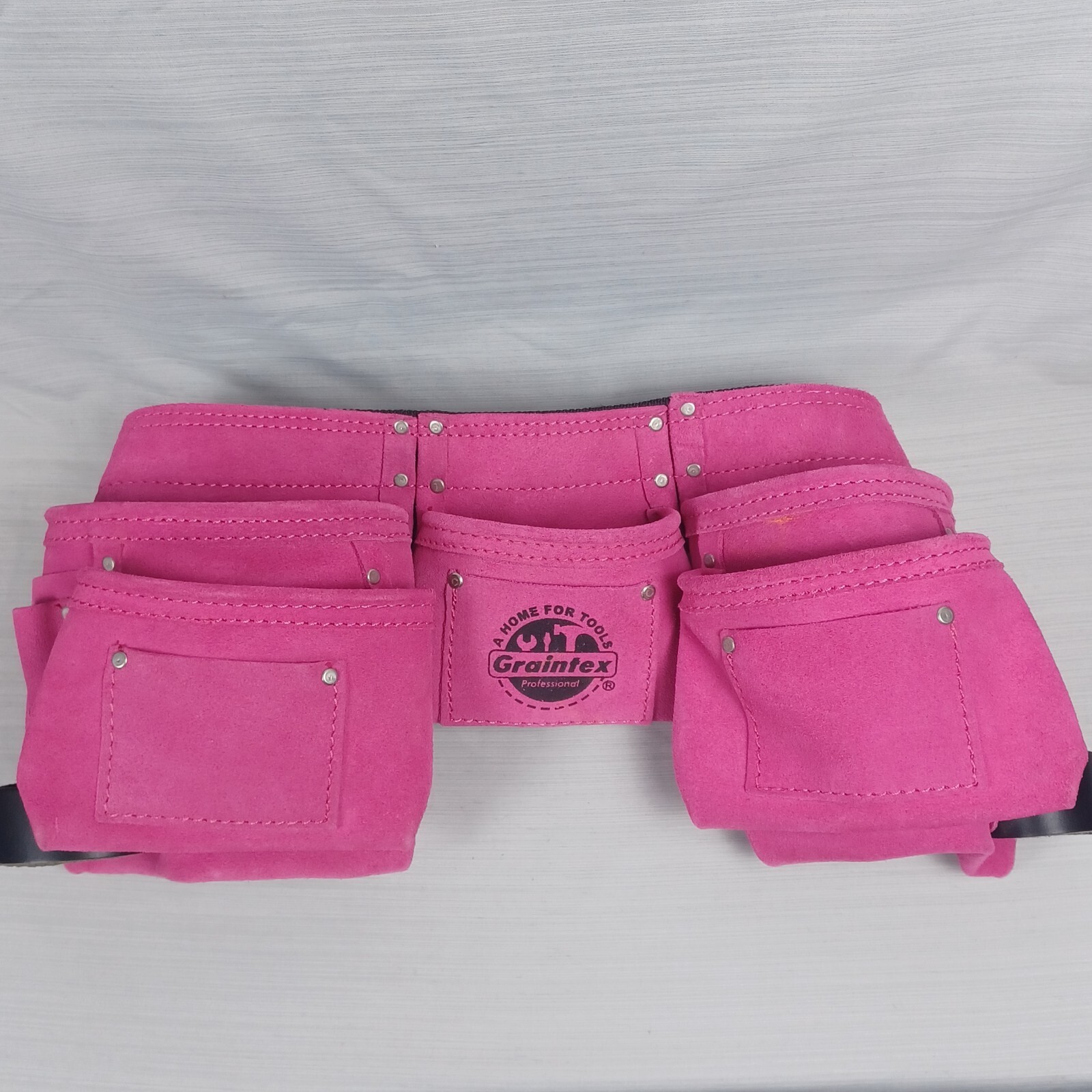 Graintex Pink Suede Leather Tool Belt Pouch 14 Pocket Womens