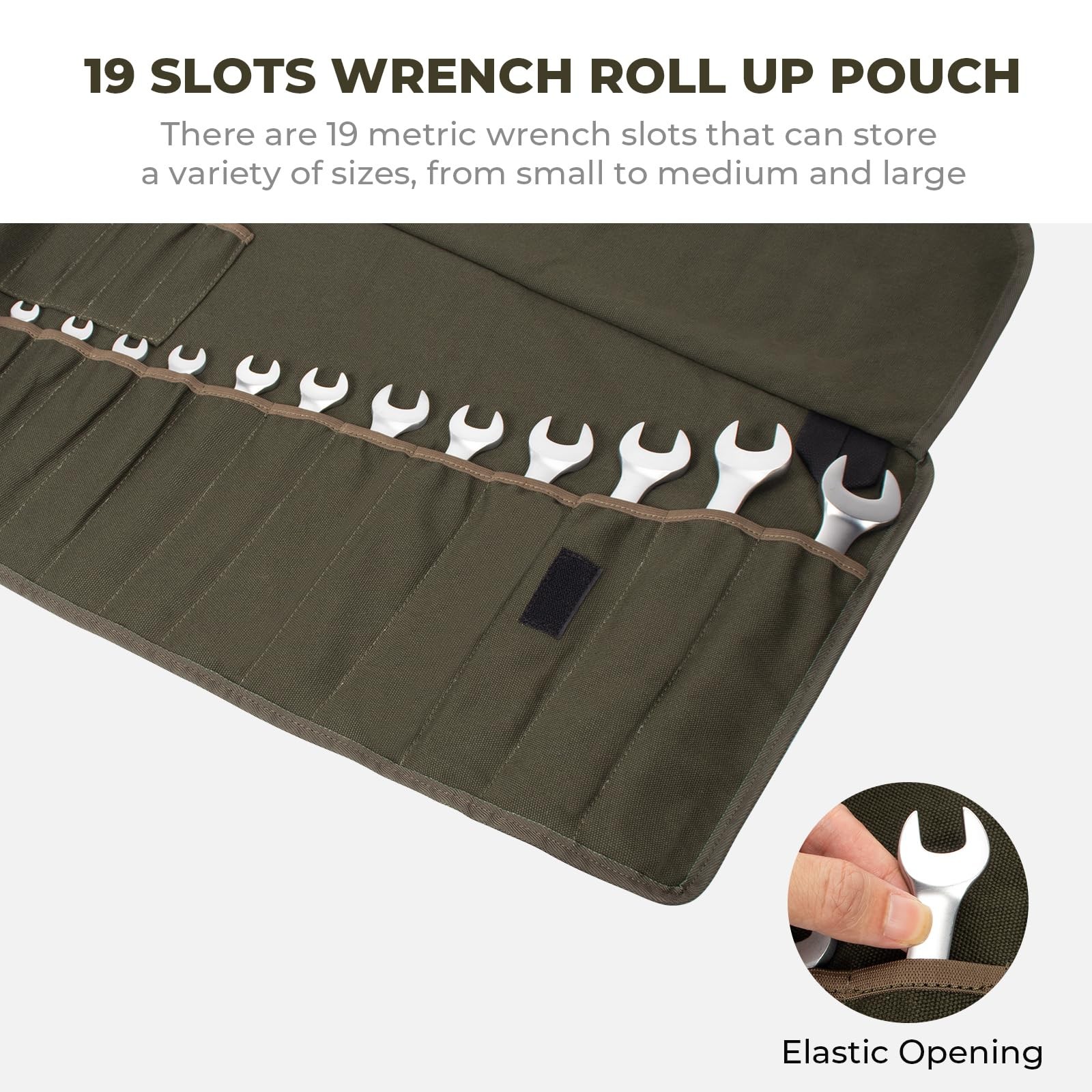 Wrench Roll Up Pouch, 19+1 Pockets Utility Roll, Portable Tool Organization R…