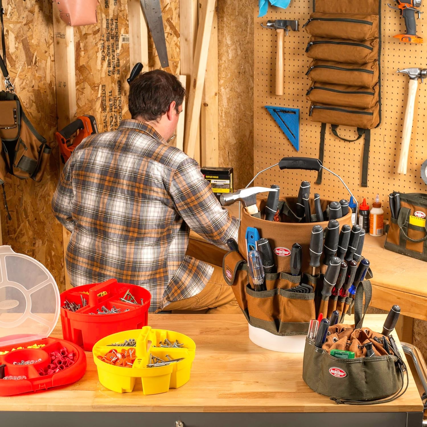 Organizador de herramientas para cubo Bucket Boss Bucketeer, marrón