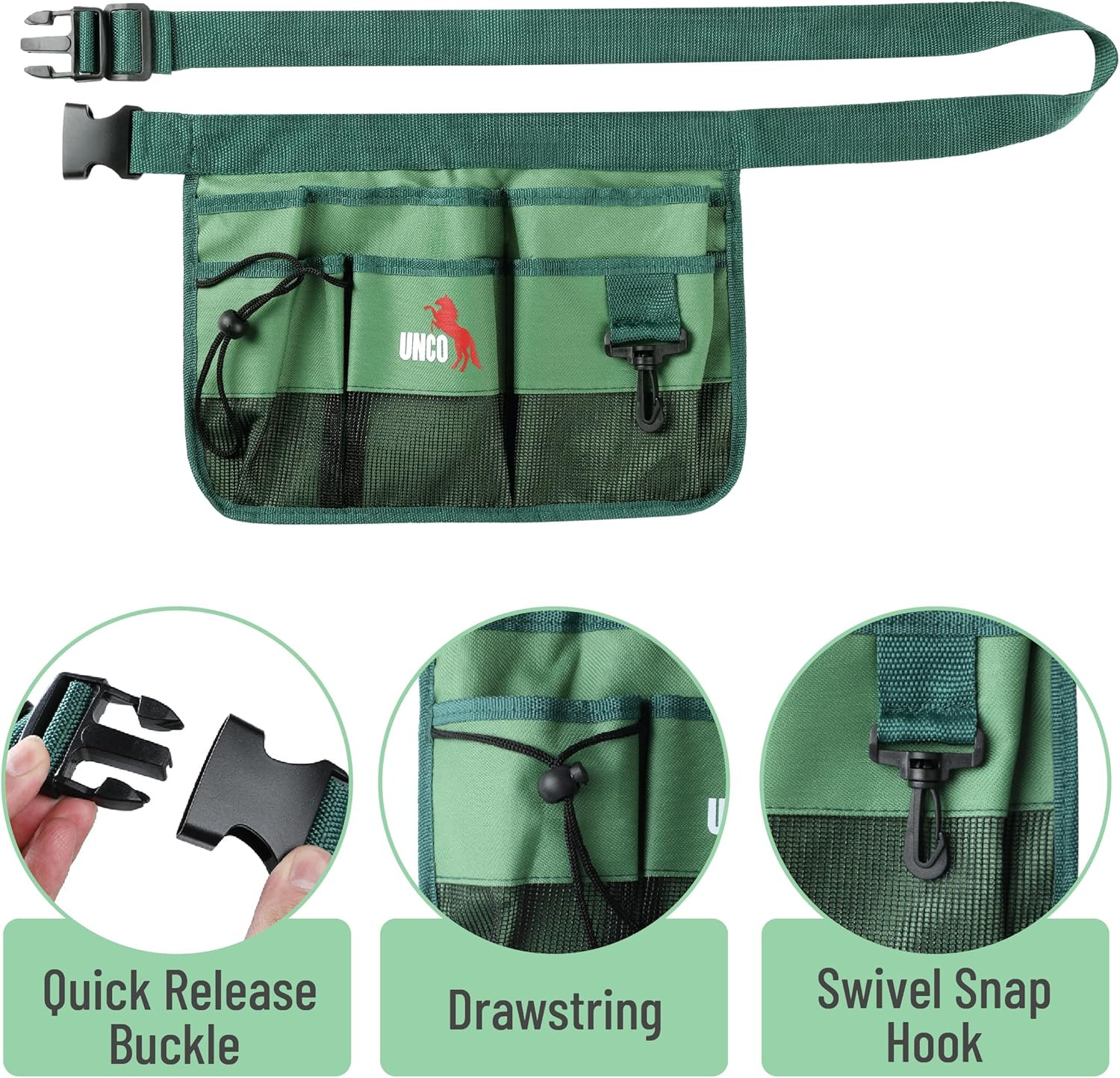 – Adjustable Gardening Belt, Green, 7 Pockets, Wear, Cut and Water Resistant, Ga