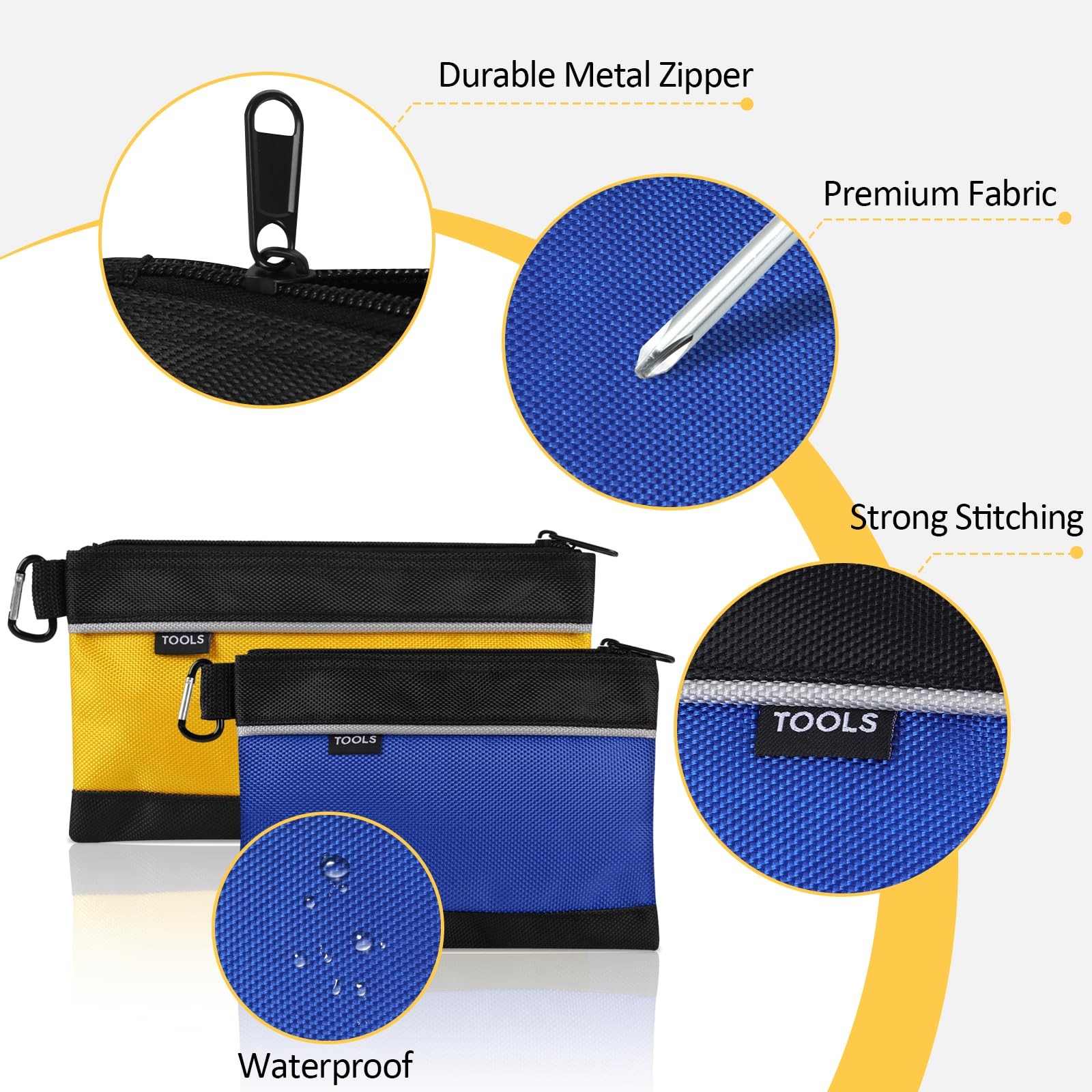 4 Pack Tool Pouch, Small Tool Bag with Zipper, 1680D Oxford Waterproof Multip…