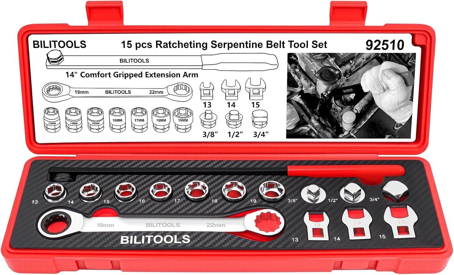 Pro-Grade Serpentine Belt Tensioner Tool Set – 15 Tools