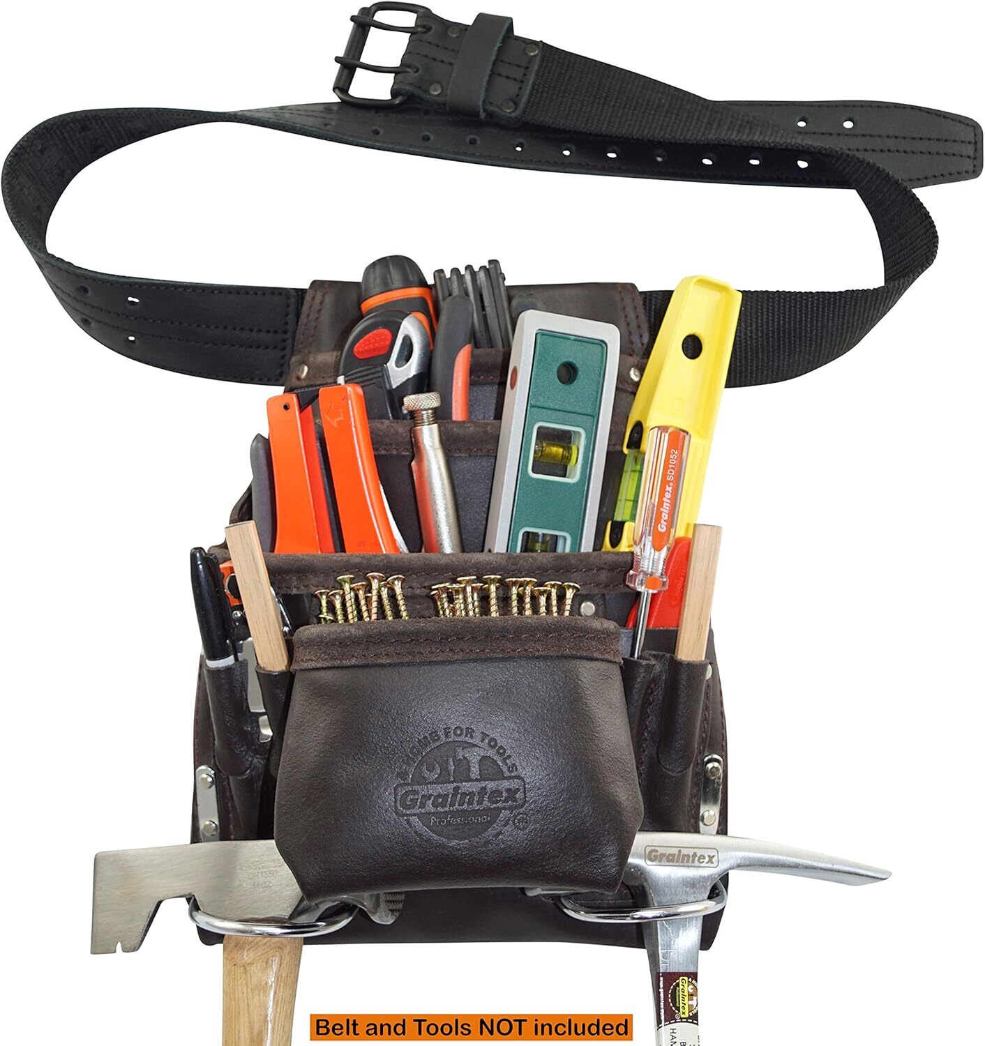 Graintex 10 Pocket Oil Tanned Leather Tool Pouch With Hammer Holders