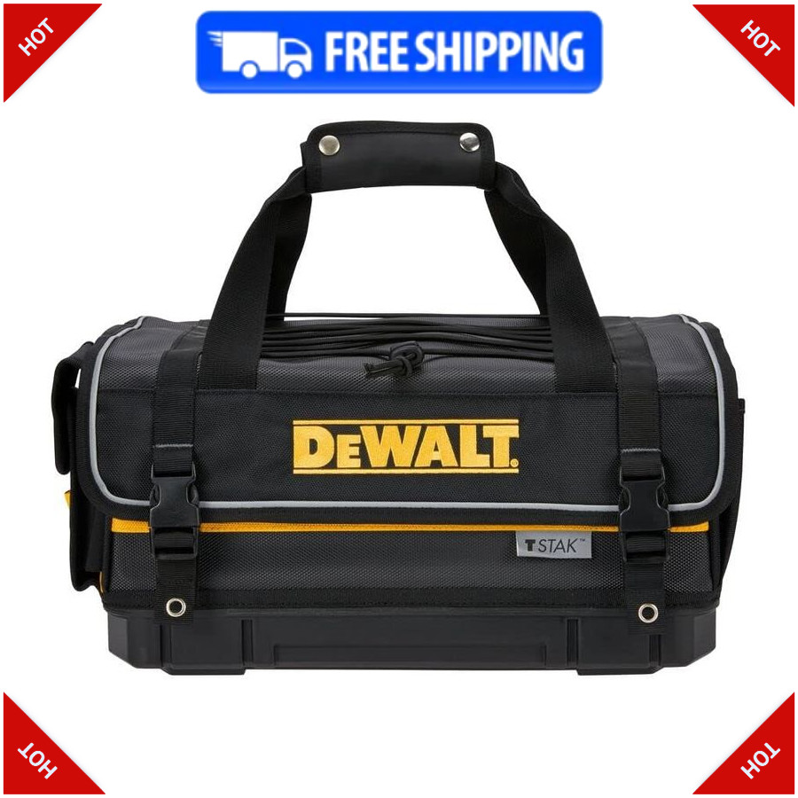 DEWALT TSTAK 16in Tool Bag Tote with Organizer, Hard Bottom