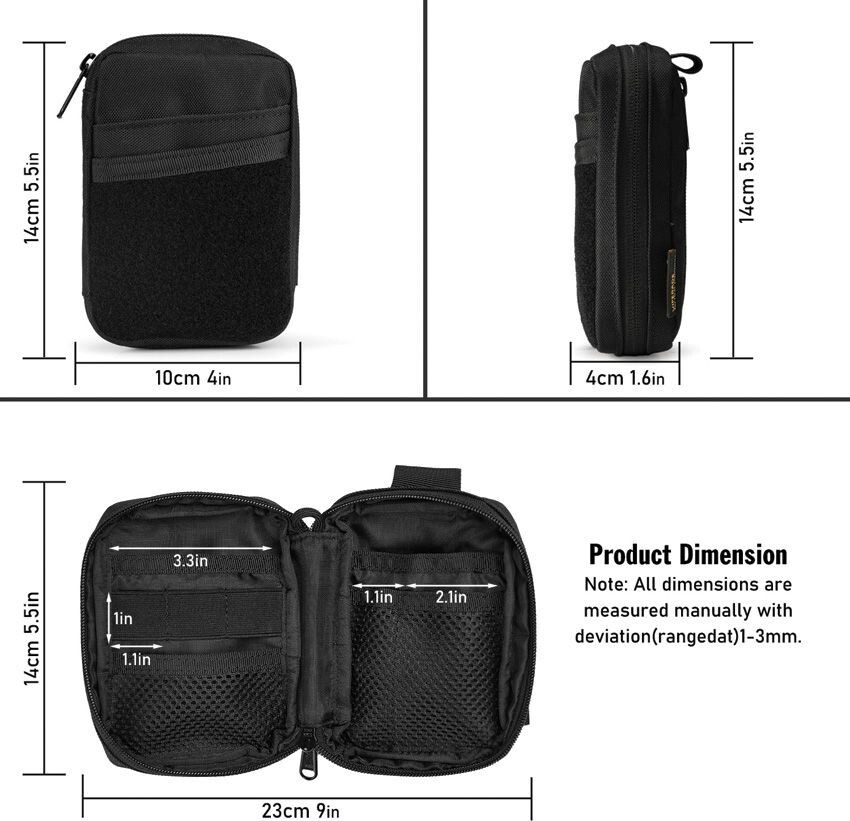 Viperade VE26 EDC 8-Pocket Organizer Black 500D Polyester Construction 5.5″ x 4″