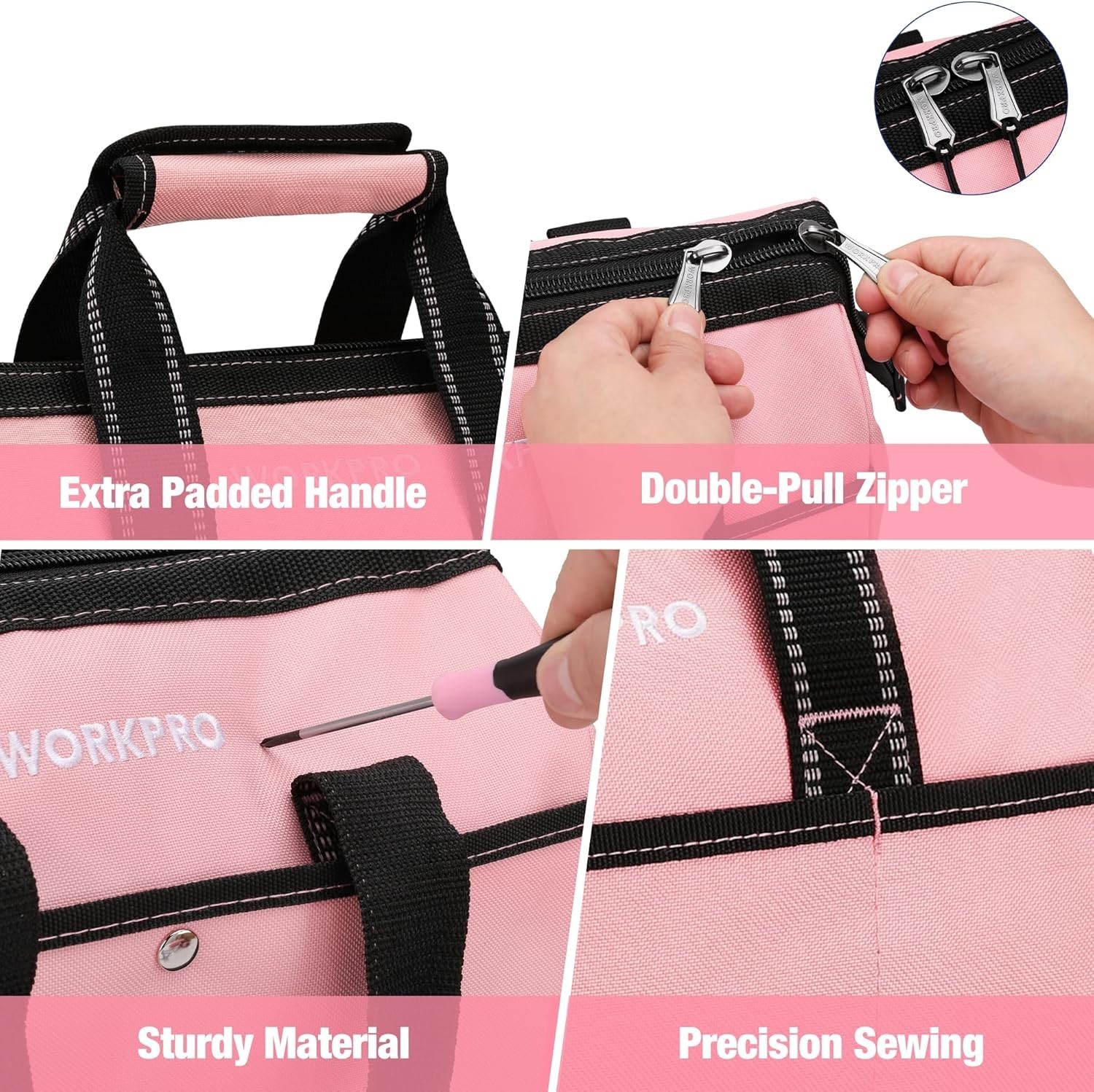 Stylish 13-Inch Pink Tool Bag with Padded Handle – Ultimate Storage Solution