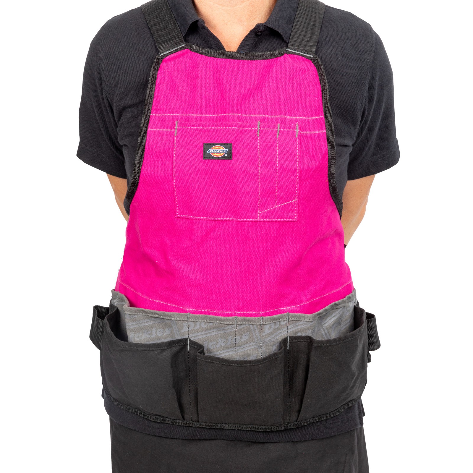 Womens Canvas Bib Apron 16 Pocket with Quick Release Buckle Pink Dickies 57146