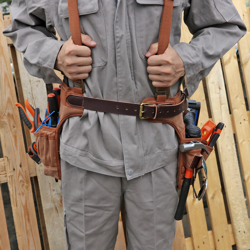 Canvas Framer Tool Rig Belt Bag Carpenter Harness Pack Drills Pouch in Small
