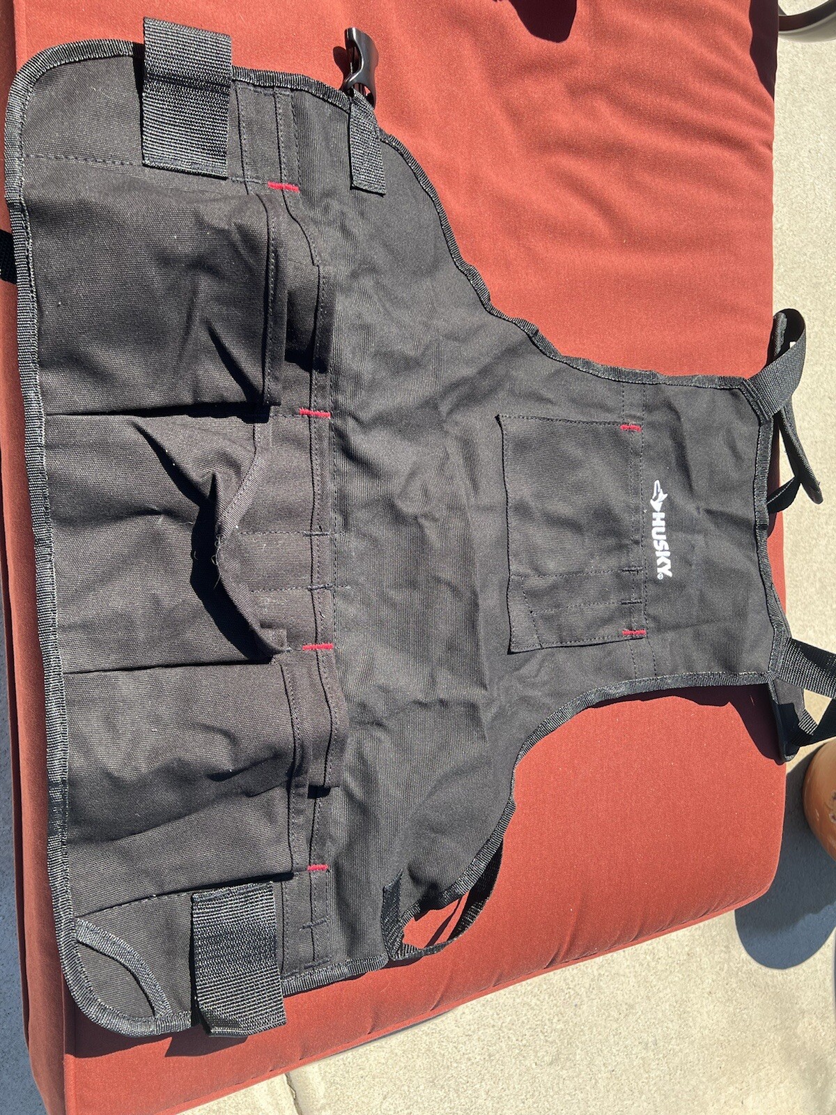 23 In. 16-pocket Black Canvas Bib Tool Apron | Husky Inch Pocket Storage Work