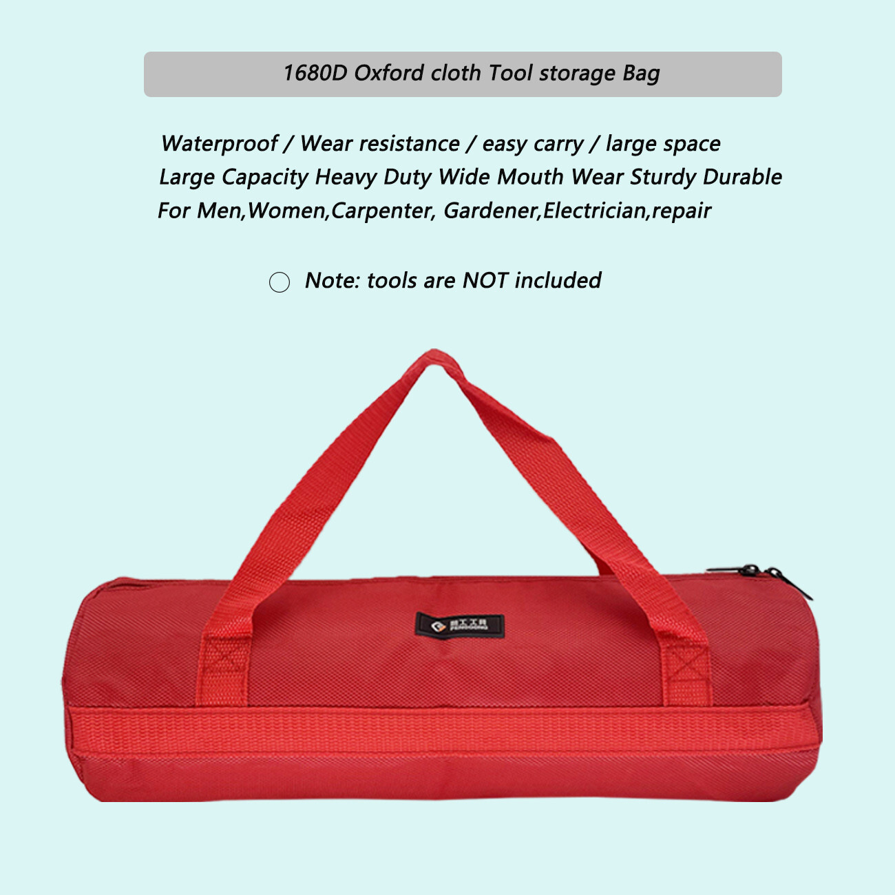 16inch Red Tool Bag with Zippers Multi Purpose storage for home 15.75×5.12in