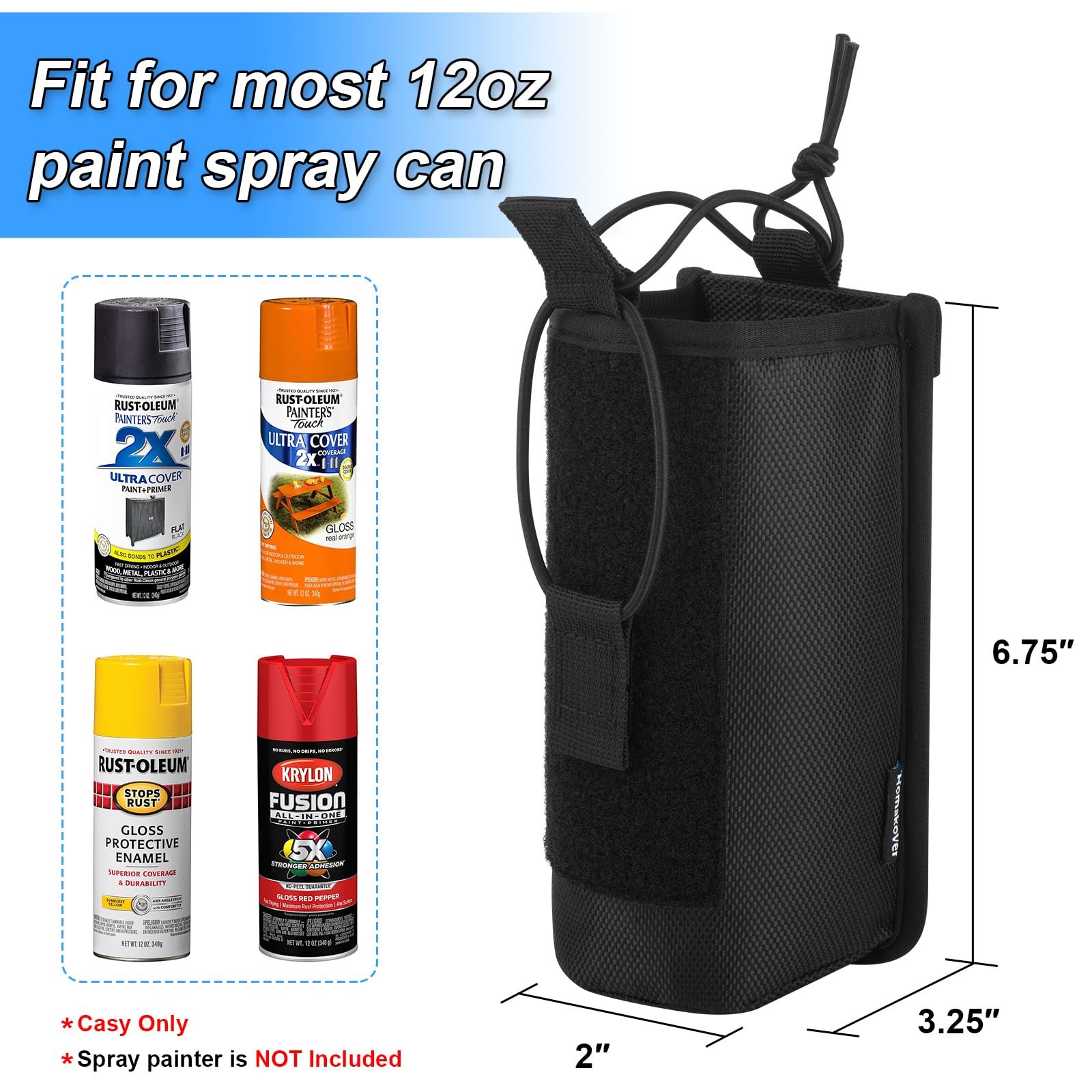 1680D Black Spray Can Belt Holster, 1 Pack Spray Bottle Holder with Metal Belt C