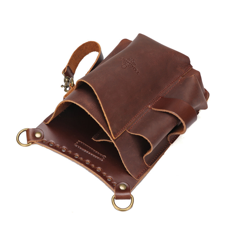 TOURBON 6-in-1 Leather Garden Tools Storage Belt Pouch Utility Shoulder Bag Gift